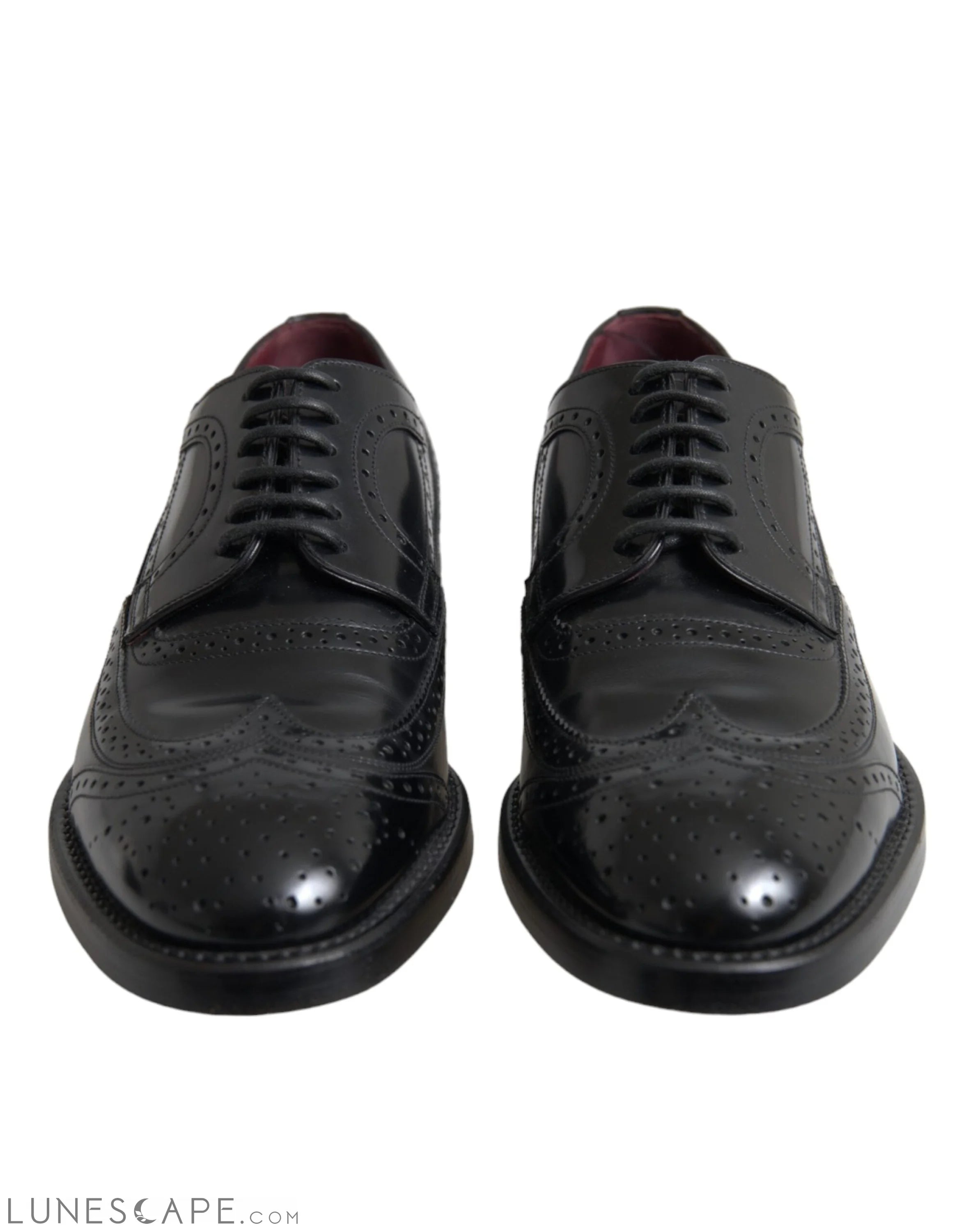 Dolce & Gabbana Black Leather Oxford Wingtip Formal Men Shoes LUNESCAPE