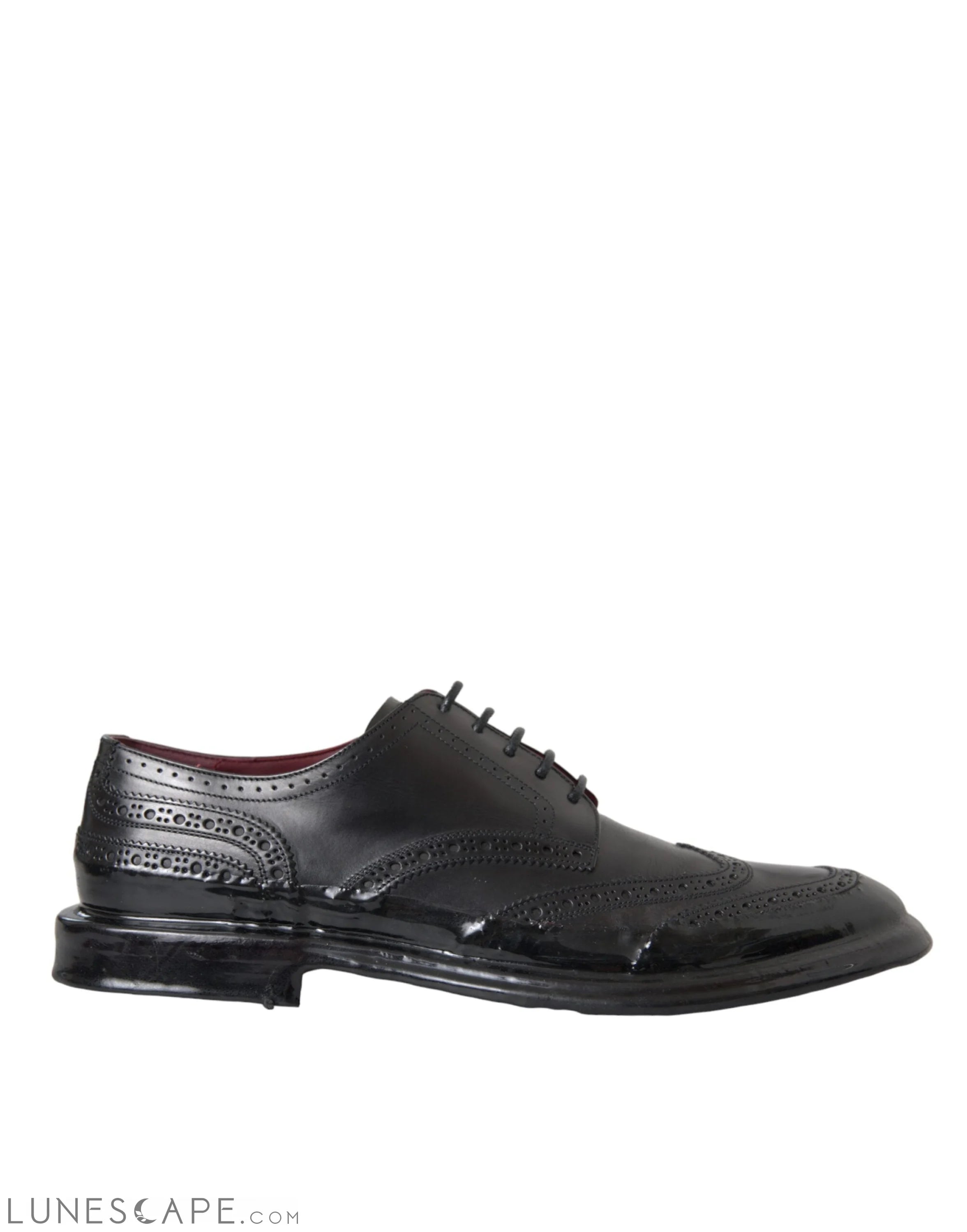 Dolce & Gabbana Black Leather Oxford Wingtip Formal Men Shoes LUNESCAPE