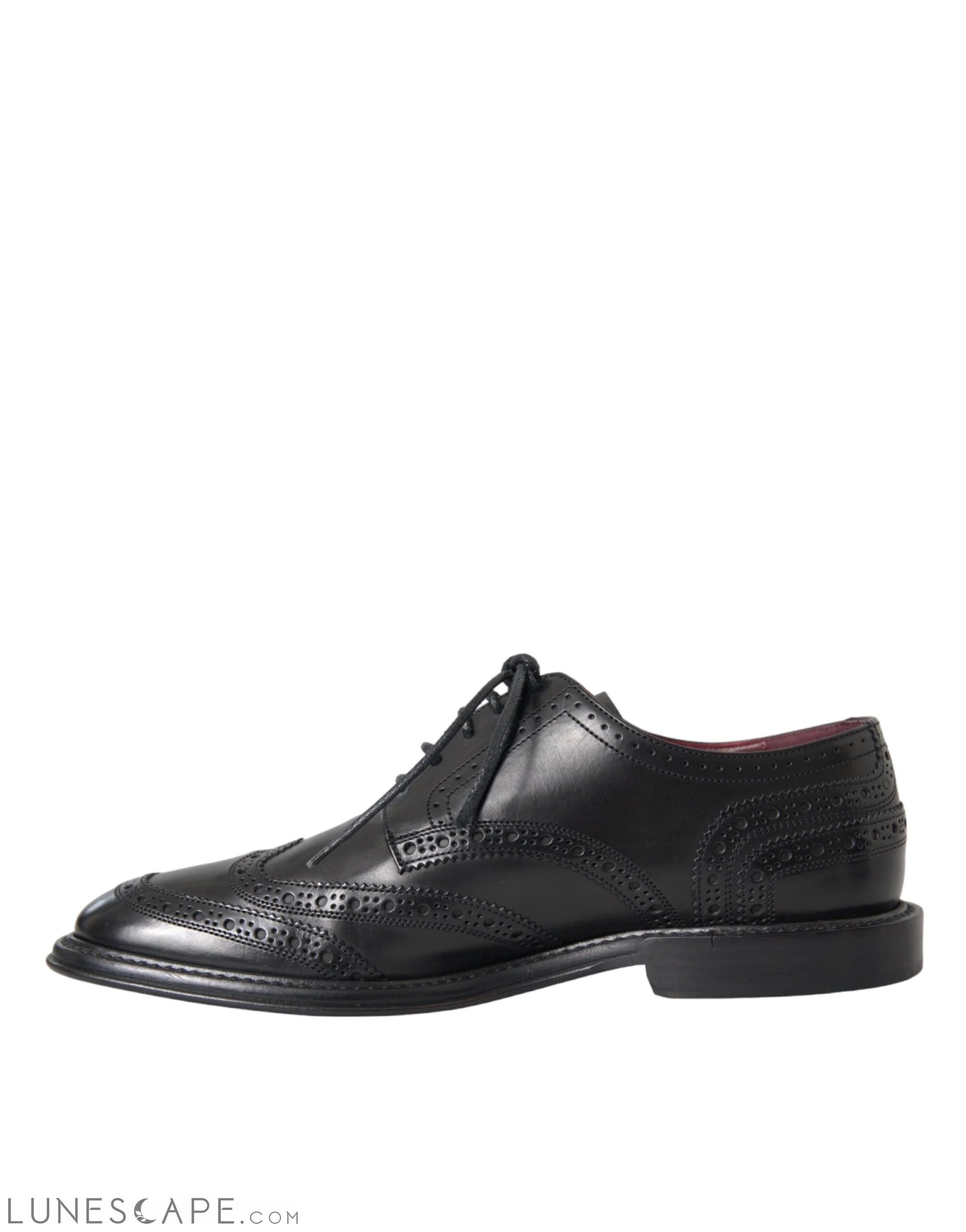 Dolce & Gabbana Black Leather Oxford Wingtip Formal Men Shoes LUNESCAPE