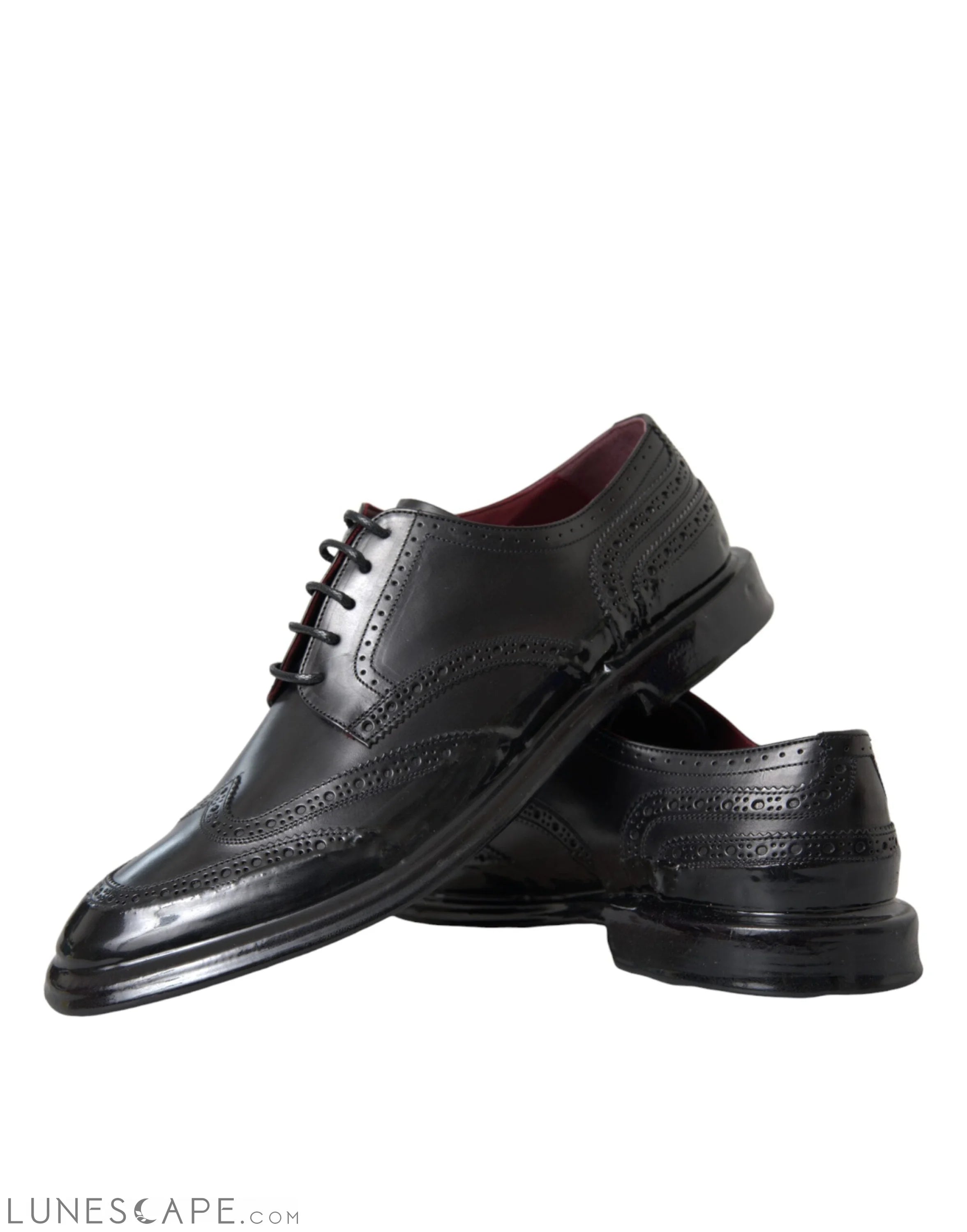 Dolce & Gabbana Black Leather Oxford Wingtip Formal Men Shoes LUNESCAPE