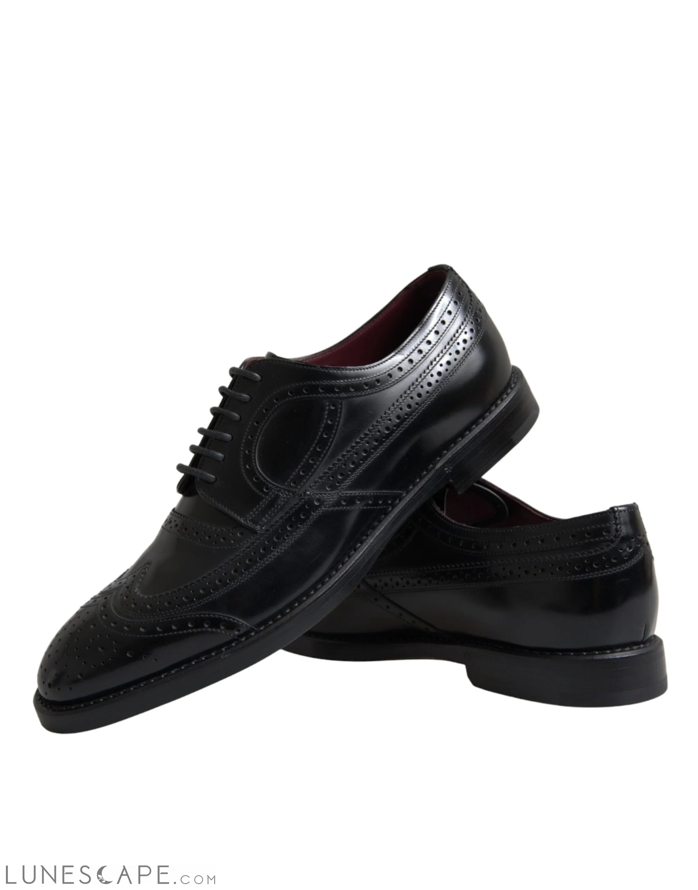 Dolce & Gabbana Black Leather Oxford Wingtip Formal Men Shoes LUNESCAPE