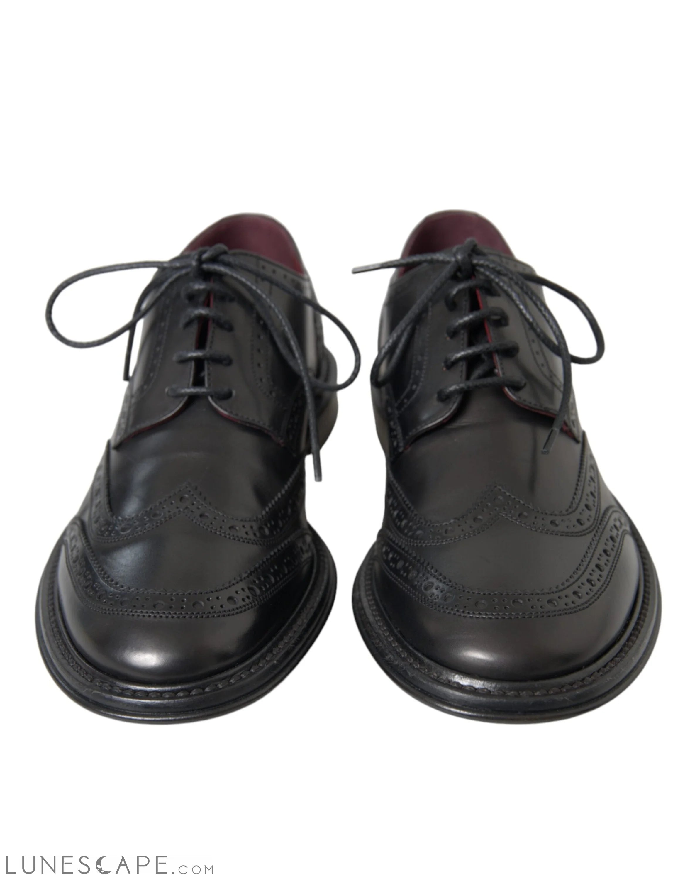 Dolce & Gabbana Black Leather Oxford Wingtip Formal Men Shoes LUNESCAPE