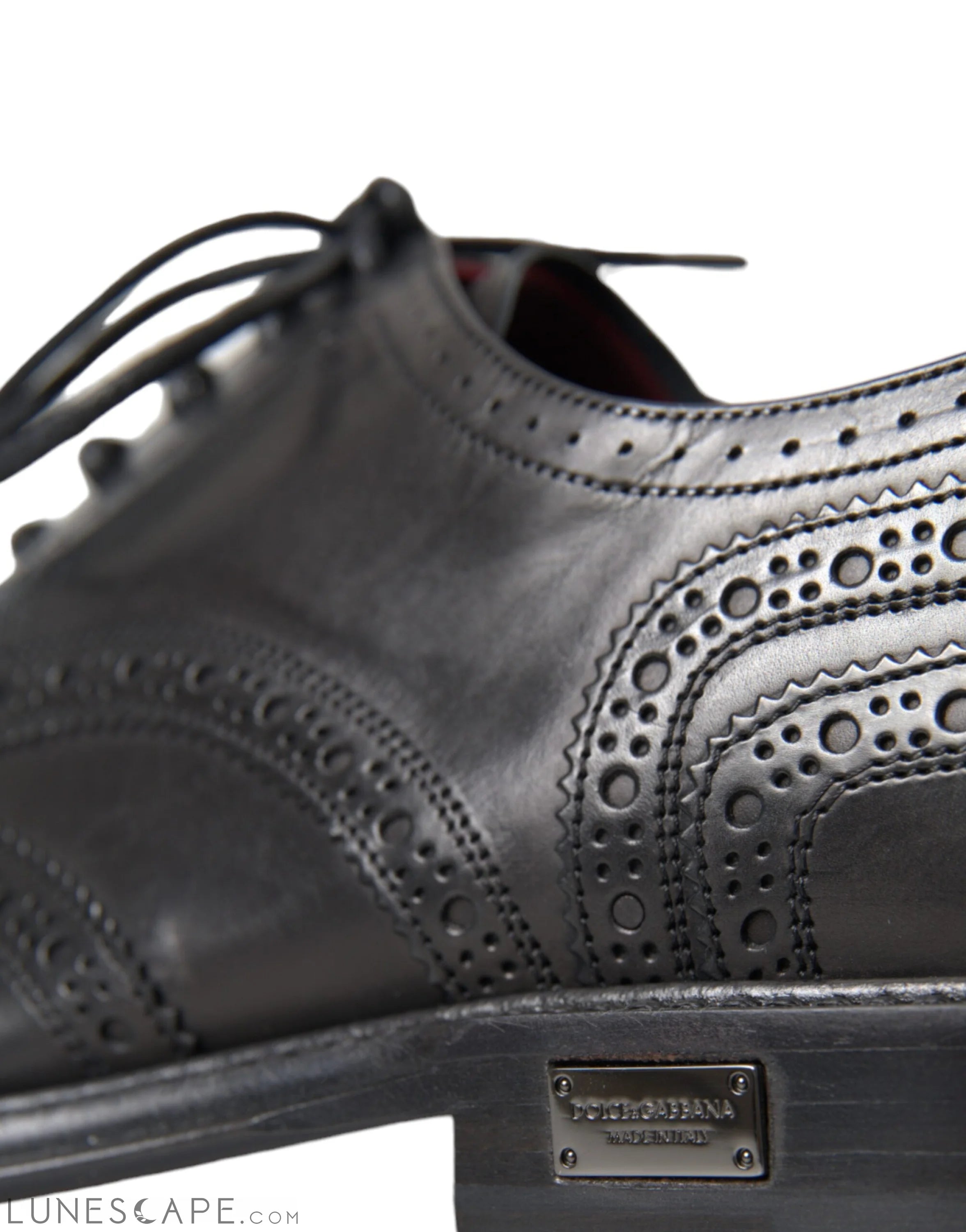 Dolce & Gabbana Black Leather Oxford Wingtip Formal Men Shoes LUNESCAPE