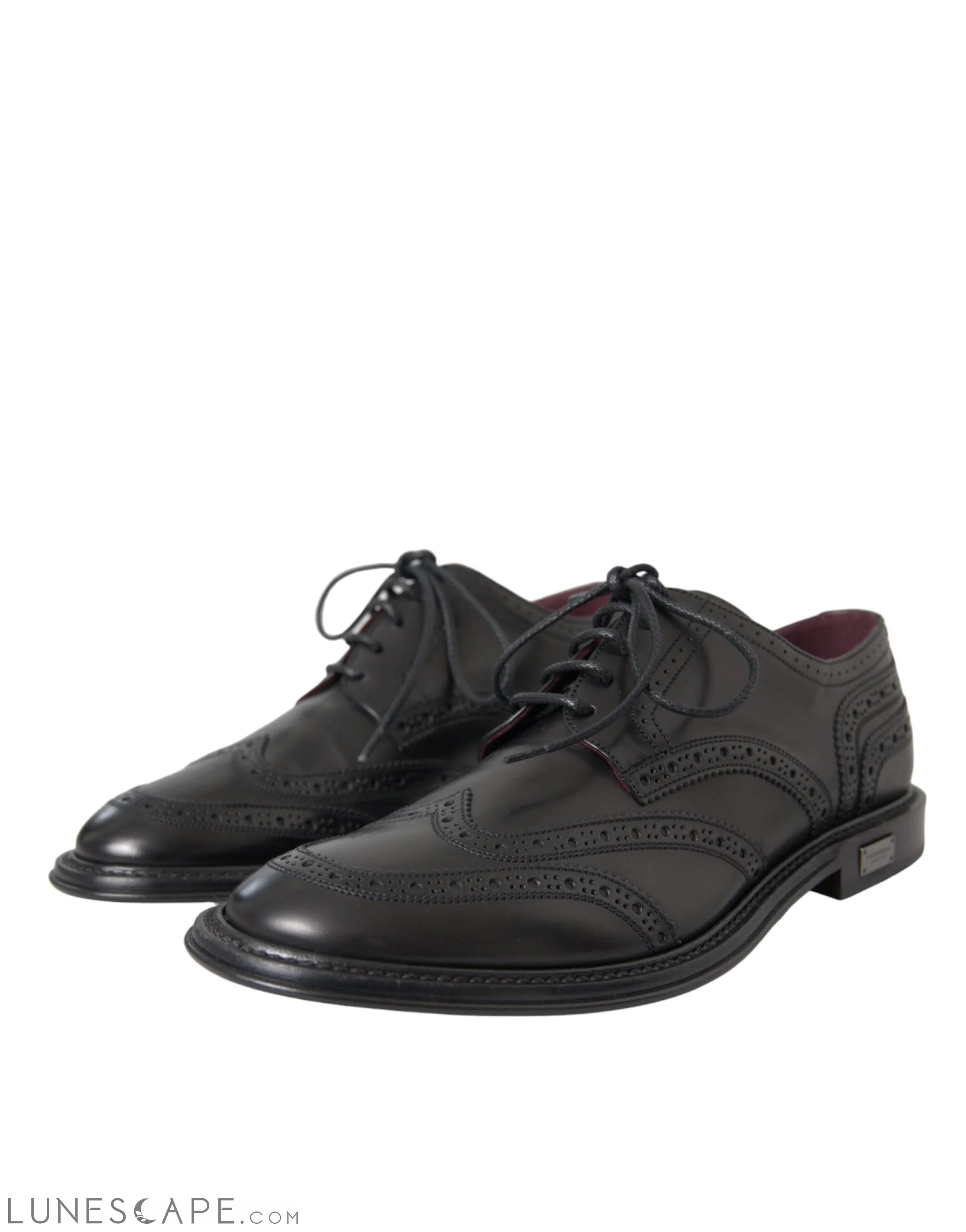 Dolce & Gabbana Black Leather Oxford Wingtip Formal Men Shoes LUNESCAPE