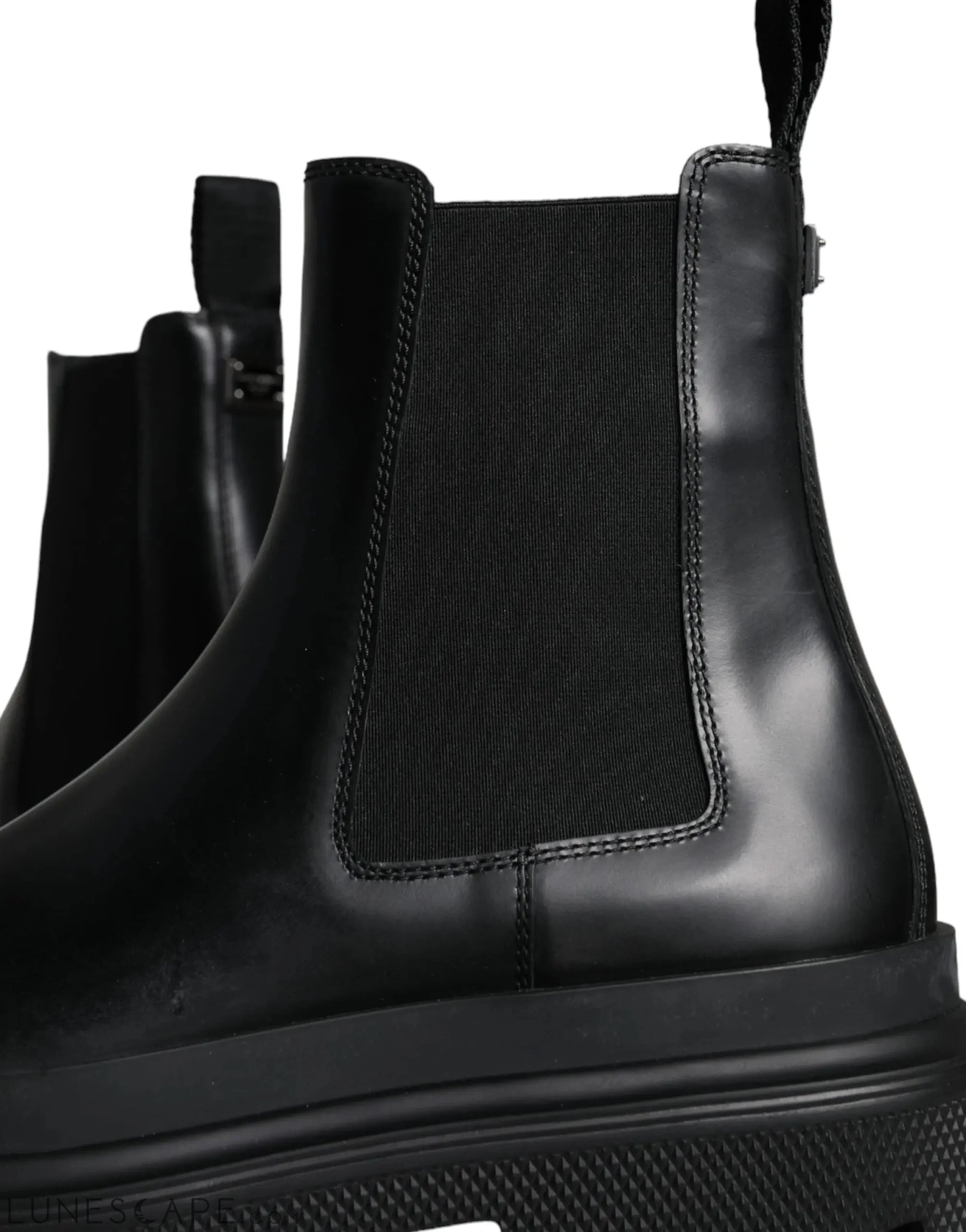 Dolce & Gabbana Black Leather Slip On Stretch Trekking Boots LUNESCAPE