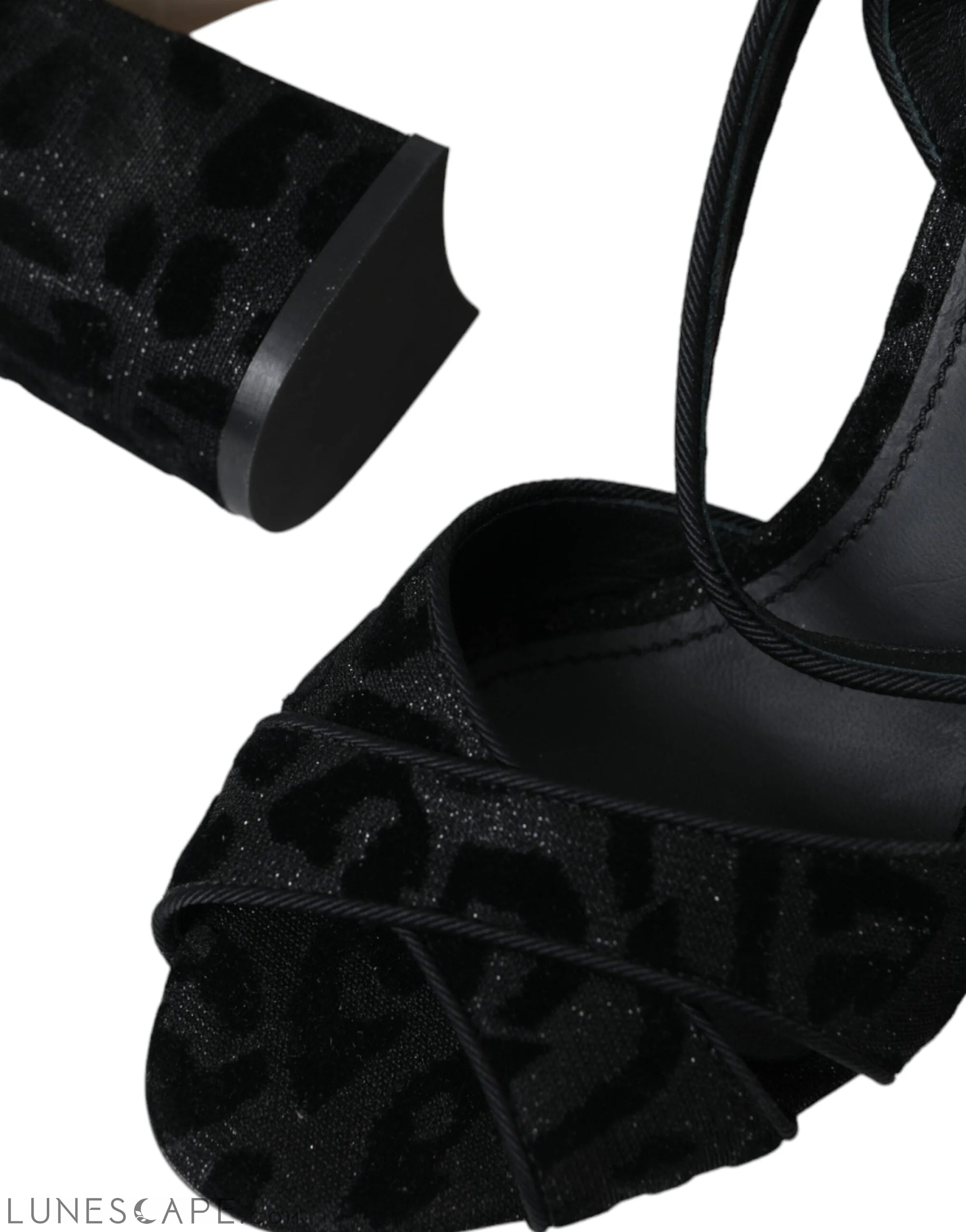 Dolce & Gabbana Black Leopard Suede Heels Sandals Shoes LUNESCAPE