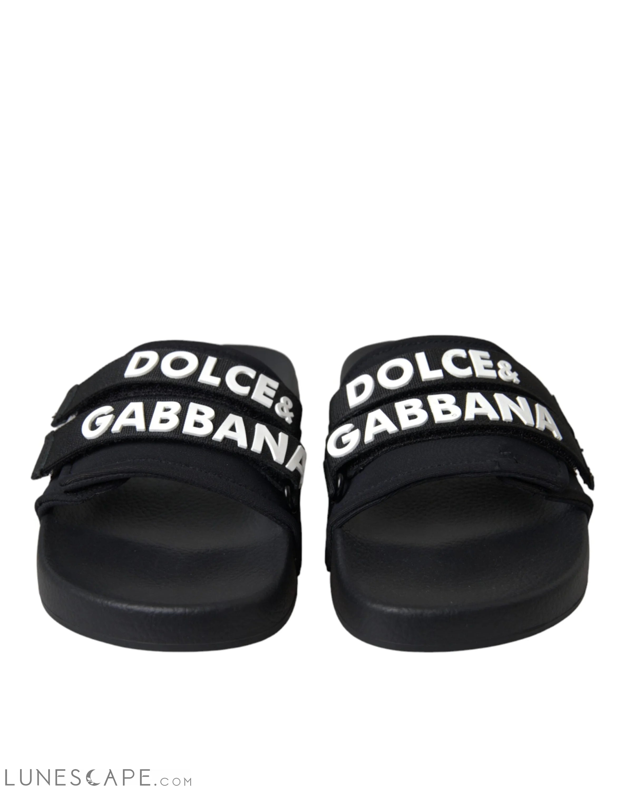 Dolce & Gabbana Black Logo Beachwear Flats Sandals Shoes LUNESCAPE