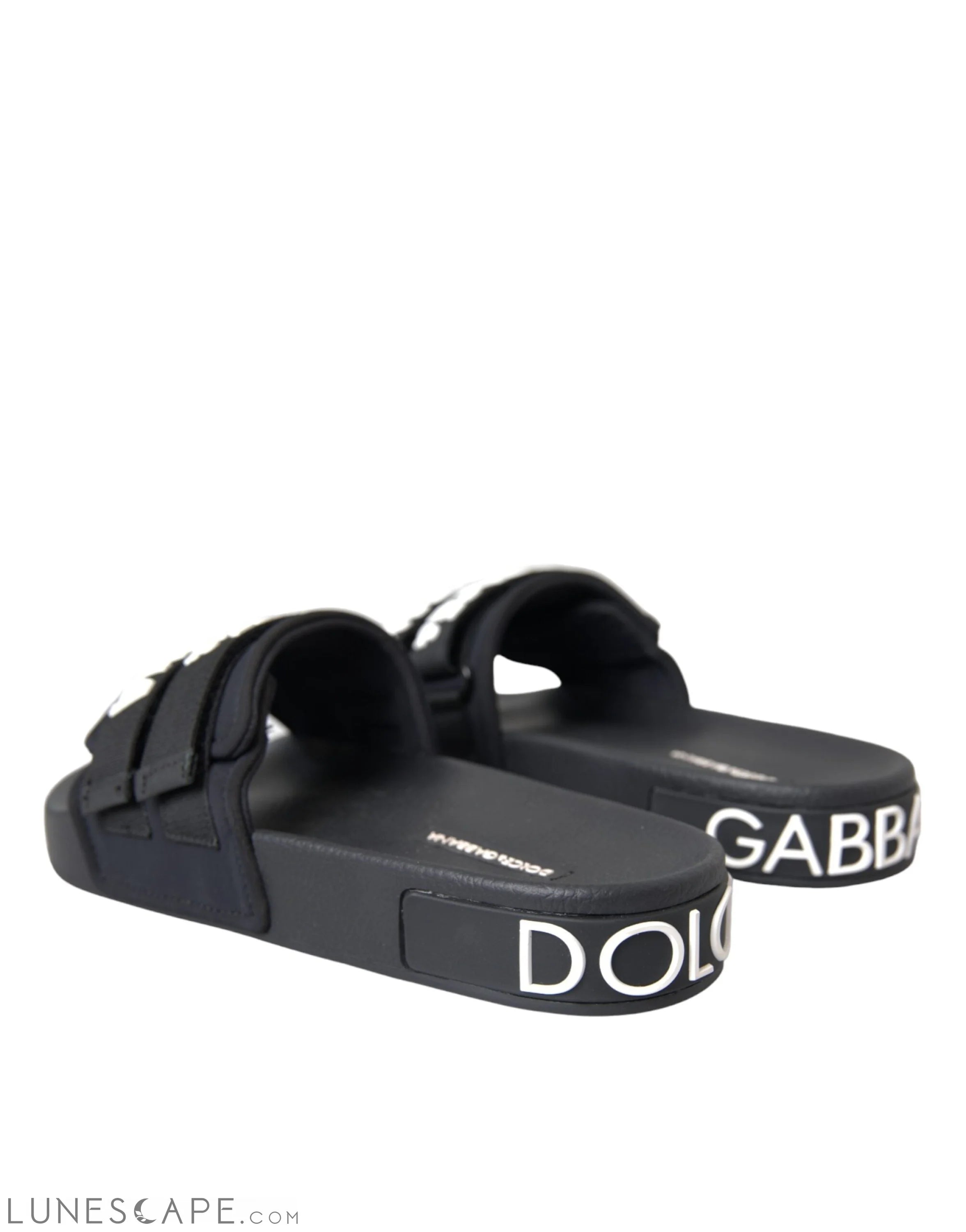 Dolce & Gabbana Black Logo Beachwear Flats Sandals Shoes LUNESCAPE