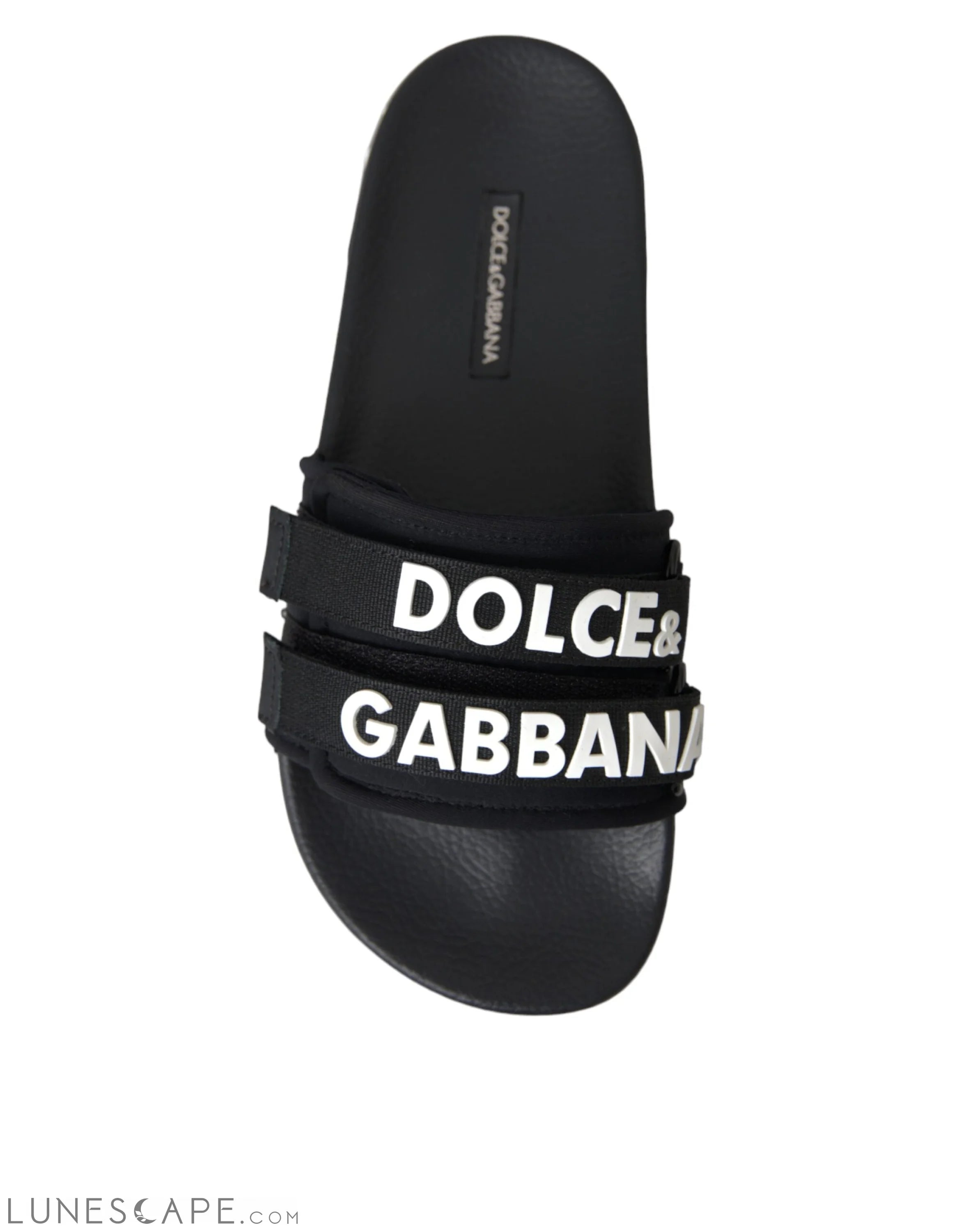 Dolce & Gabbana Black Logo Beachwear Flats Sandals Shoes LUNESCAPE