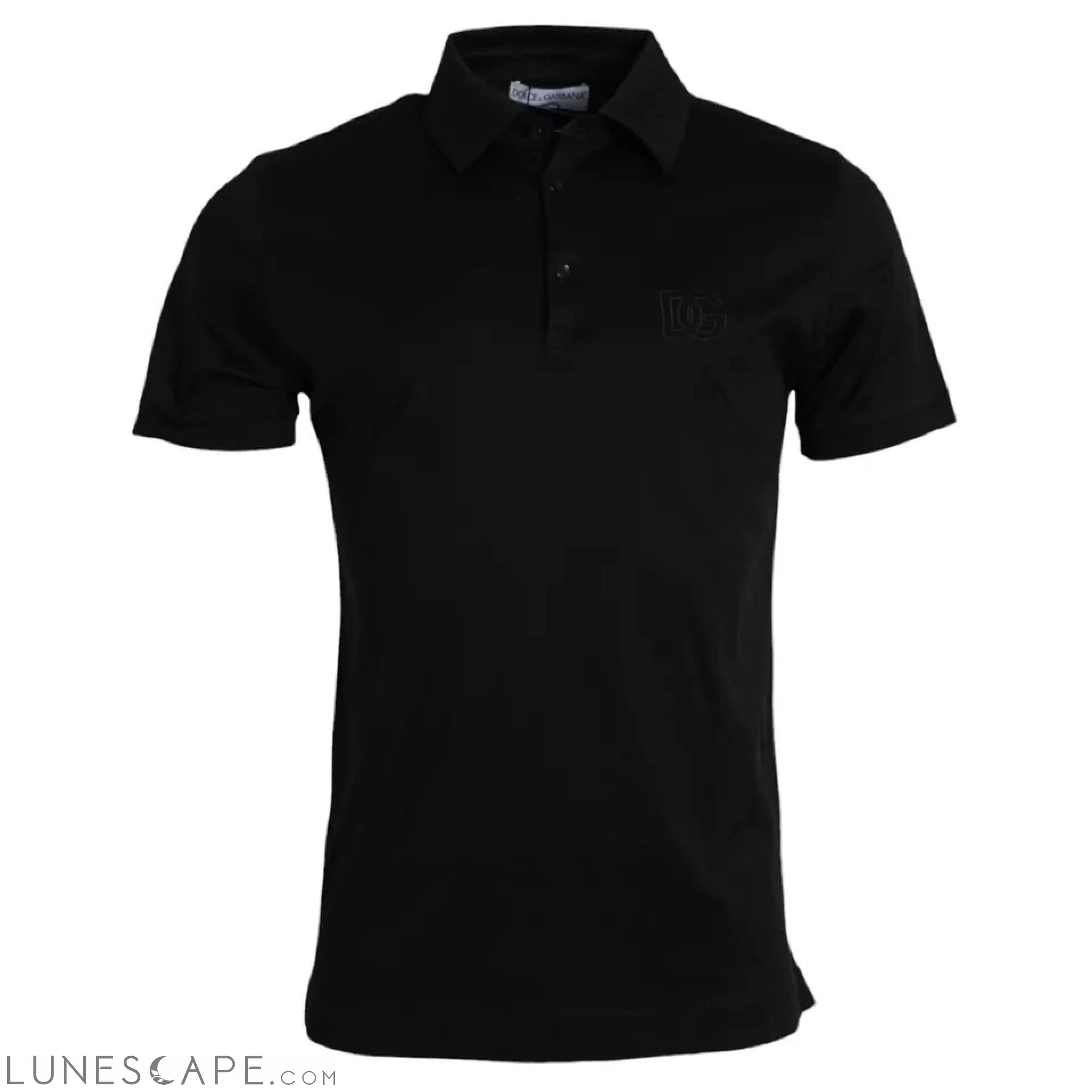 Dolce & Gabbana Black Logo Cotton Collared Polo Top T-shirt LUNESCAPE