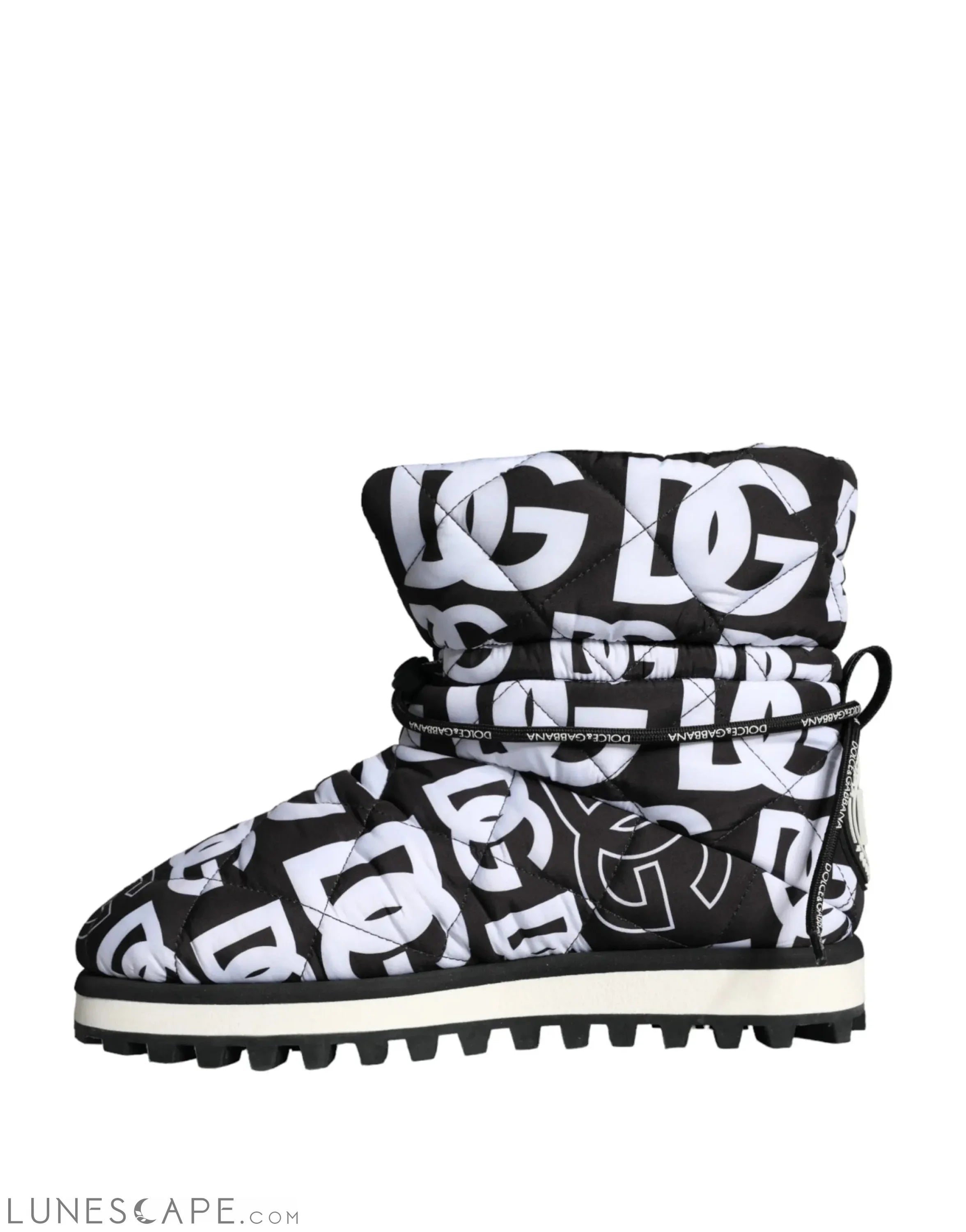 Dolce & Gabbana Black Logo Nylon Padded Mid Calf Boots LUNESCAPE