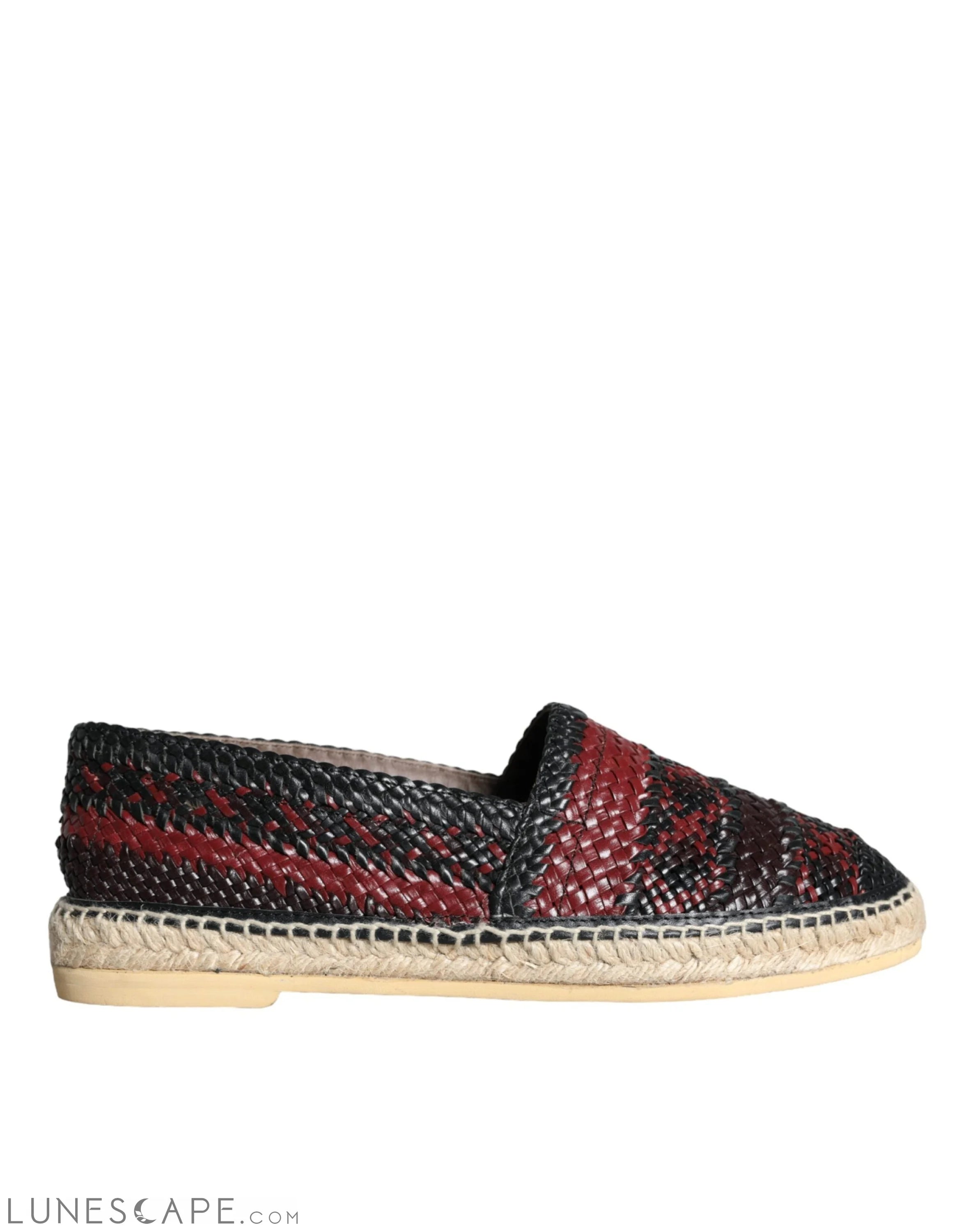 Dolce & Gabbana Black Maroon Woven Leather Buffalo Men Espadrille Shoes LUNESCAPE