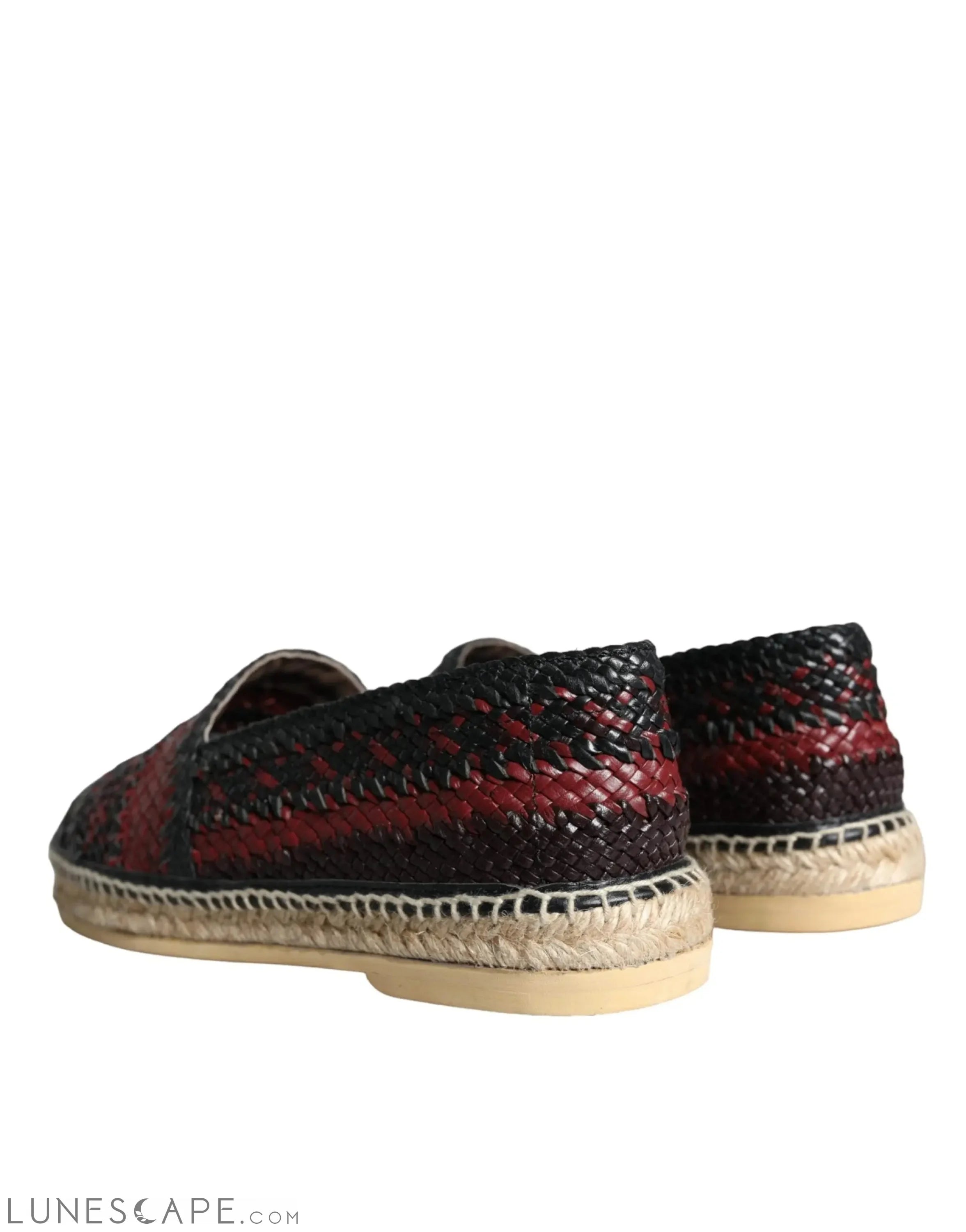 Dolce & Gabbana Black Maroon Woven Leather Buffalo Men Espadrille Shoes LUNESCAPE