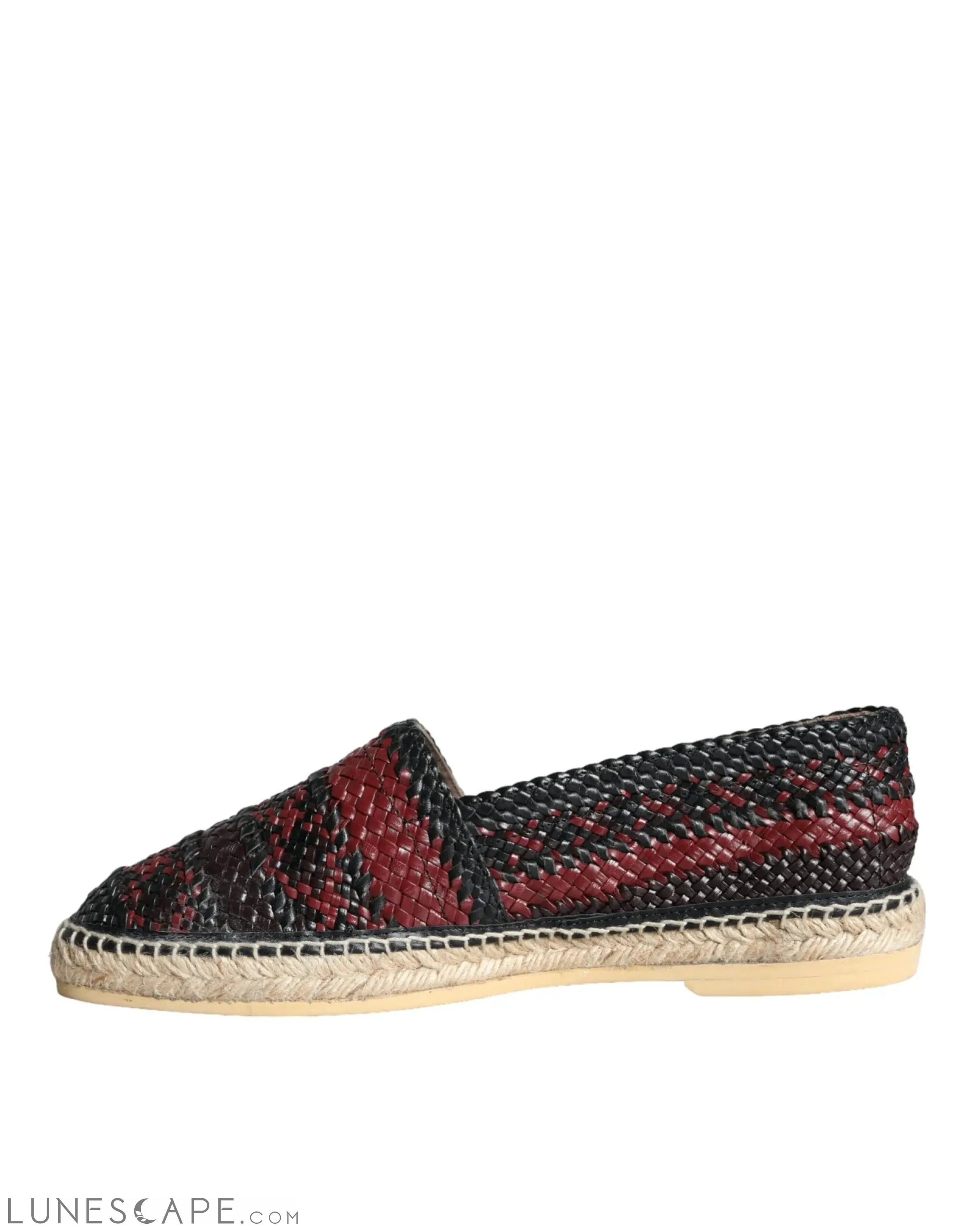 Dolce & Gabbana Black Maroon Woven Leather Buffalo Men Espadrille Shoes LUNESCAPE