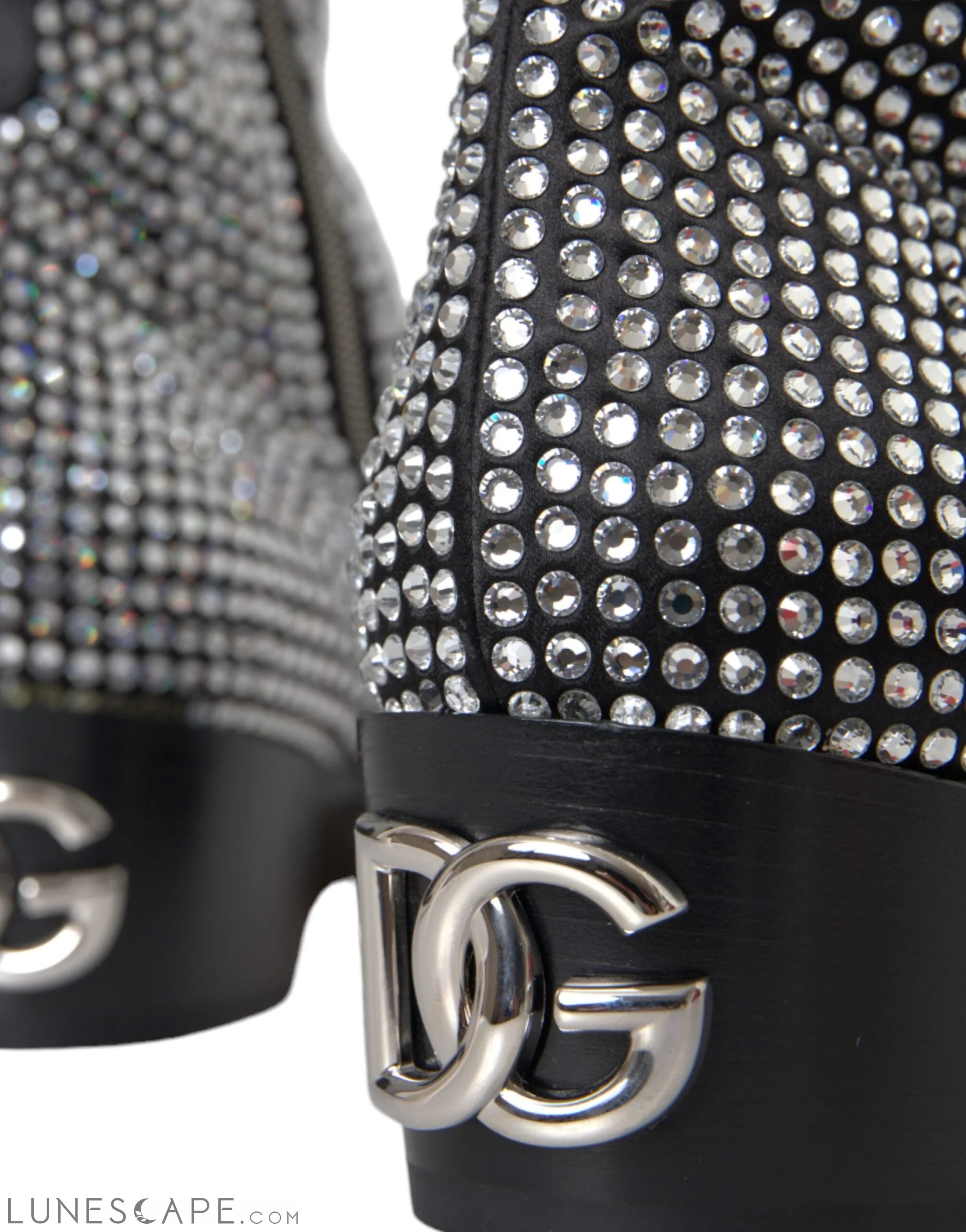 Dolce & Gabbana Black Rhinestone Crystal Chelsea Boots LUNESCAPE