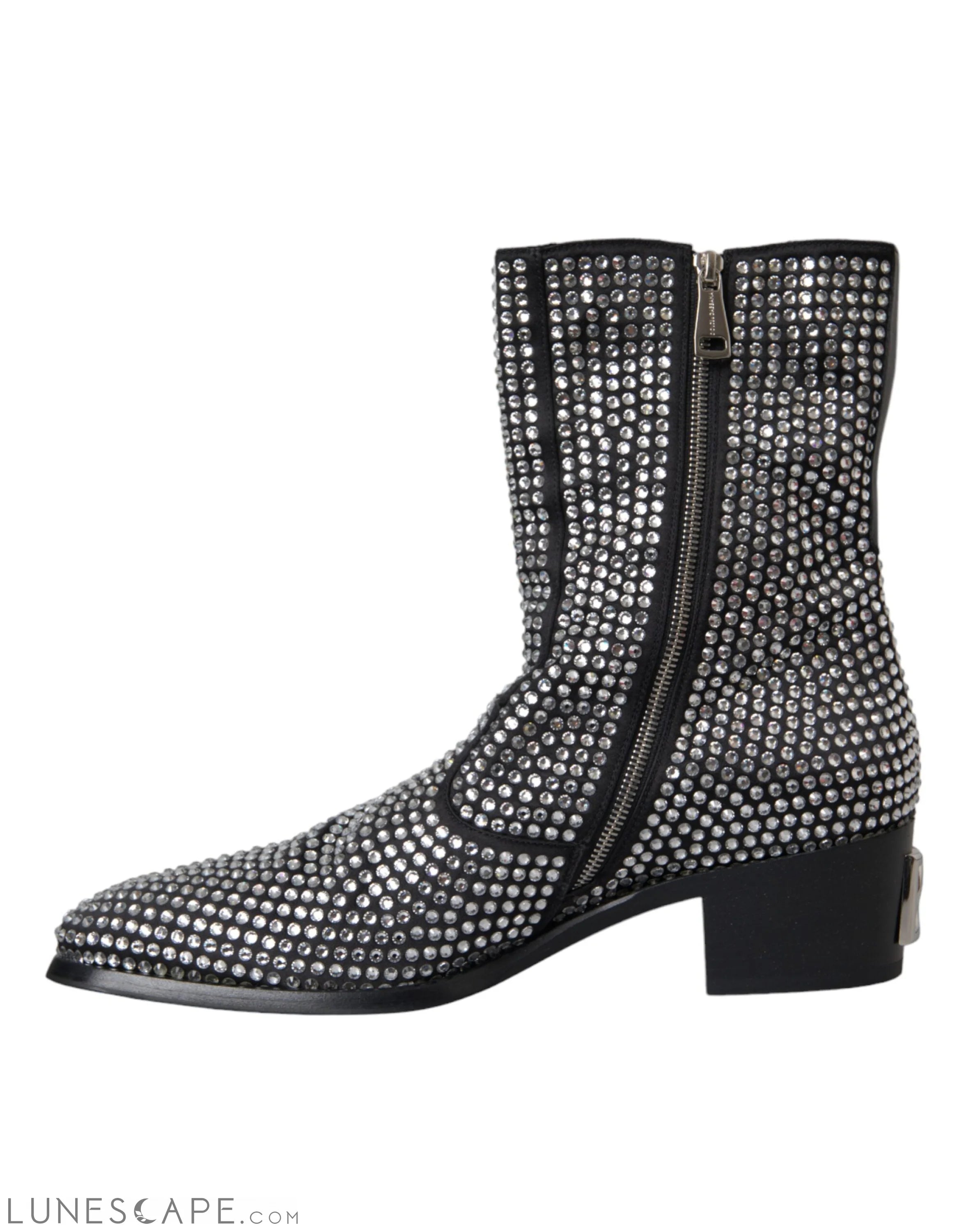 Dolce & Gabbana Black Rhinestone Crystal Chelsea Boots LUNESCAPE