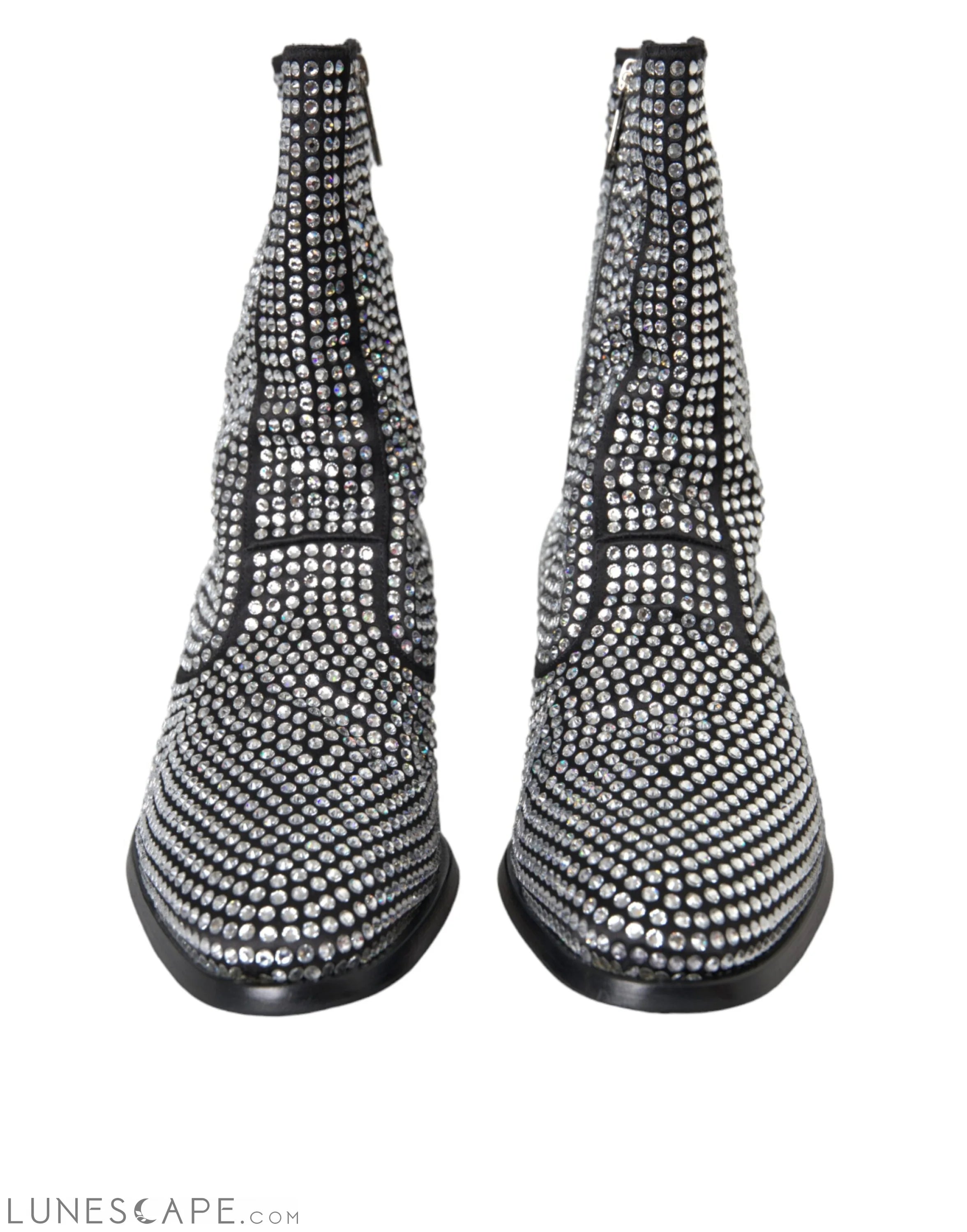 Dolce & Gabbana Black Rhinestone Crystal Chelsea Boots LUNESCAPE