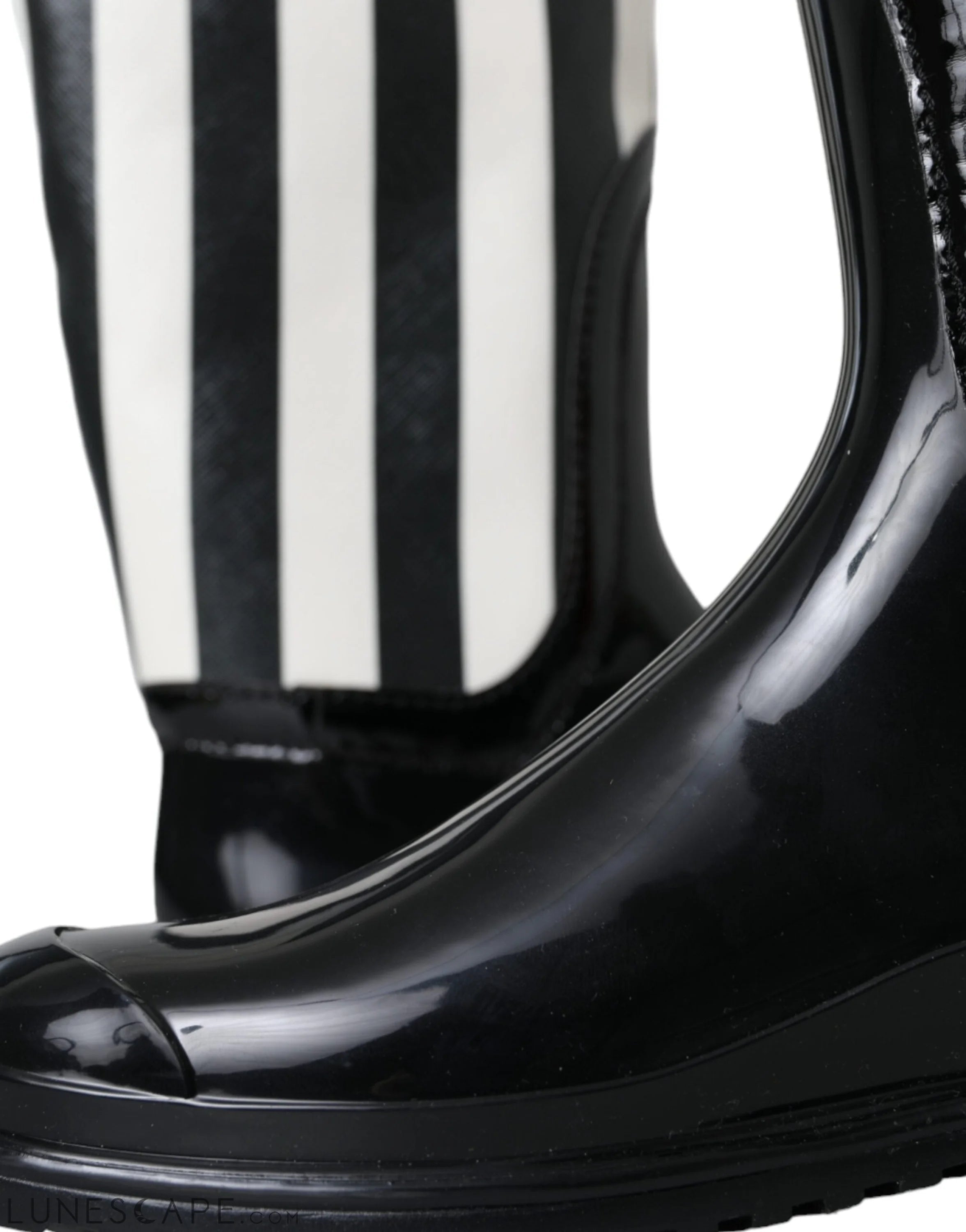 Dolce & Gabbana Black Rubber Knee High Flat Boots LUNESCAPE