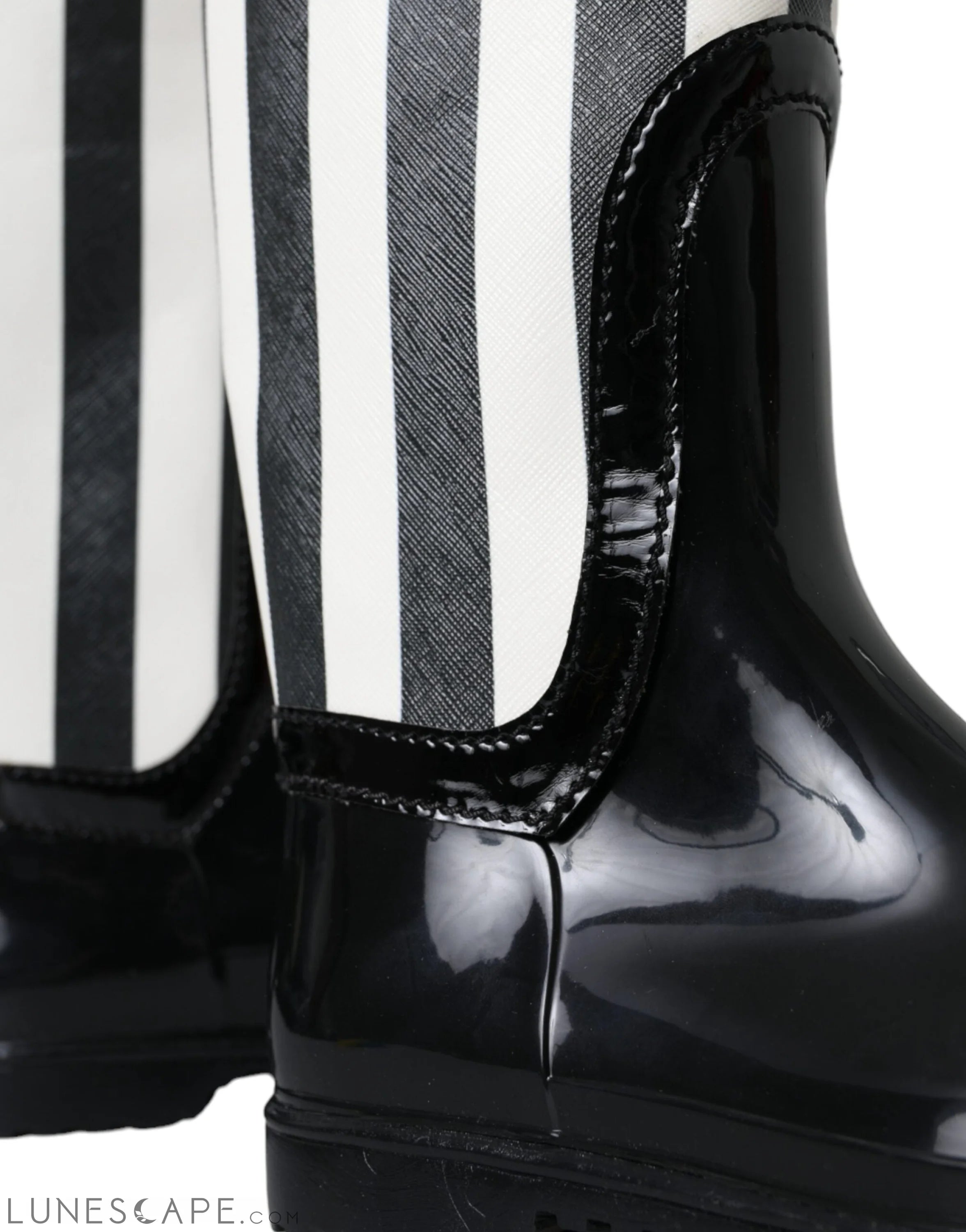 Dolce & Gabbana Black Rubber Knee High Flat Boots LUNESCAPE