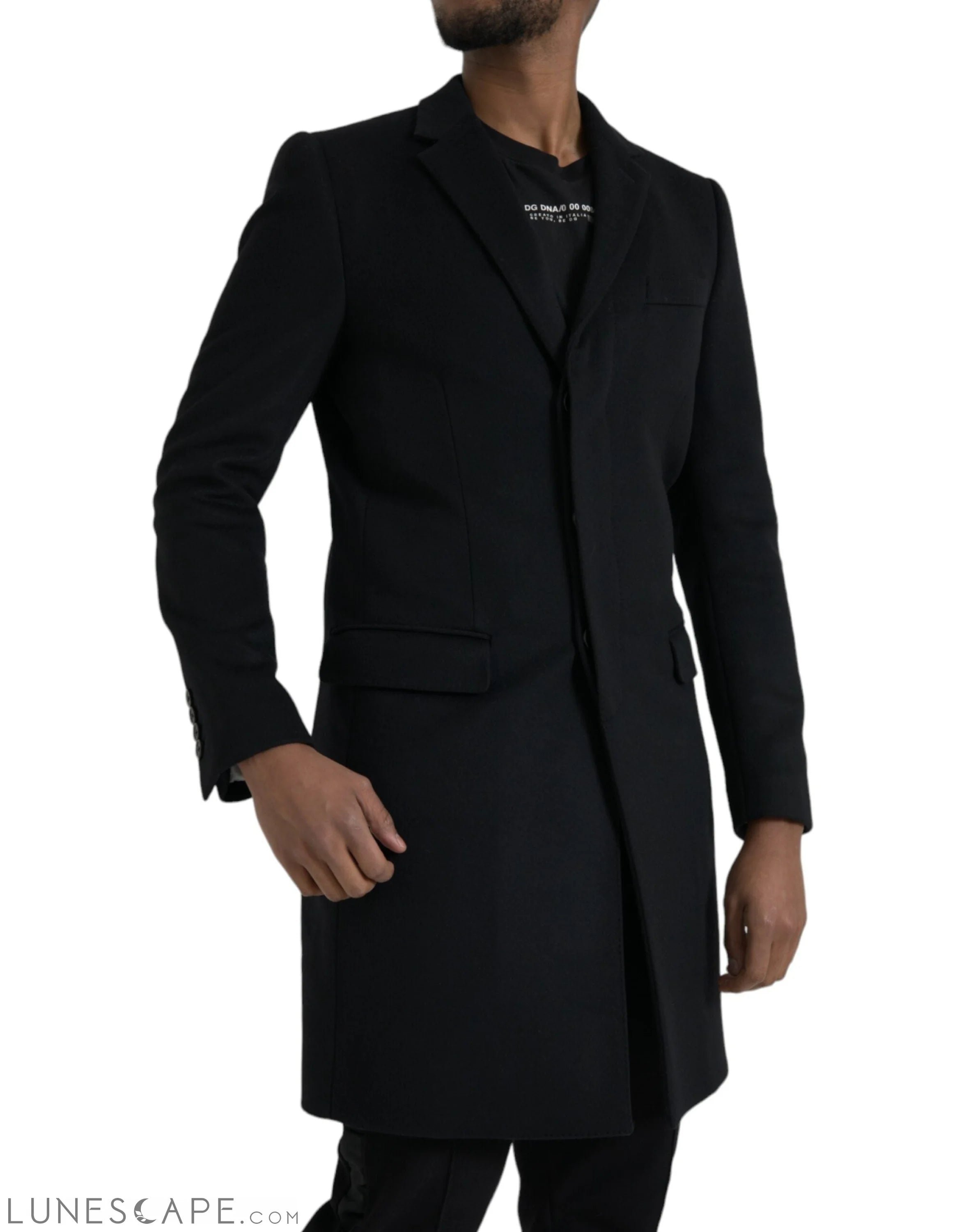 Dolce & Gabbana Black Single Breasted Trench Coat Jacket LUNESCAPE