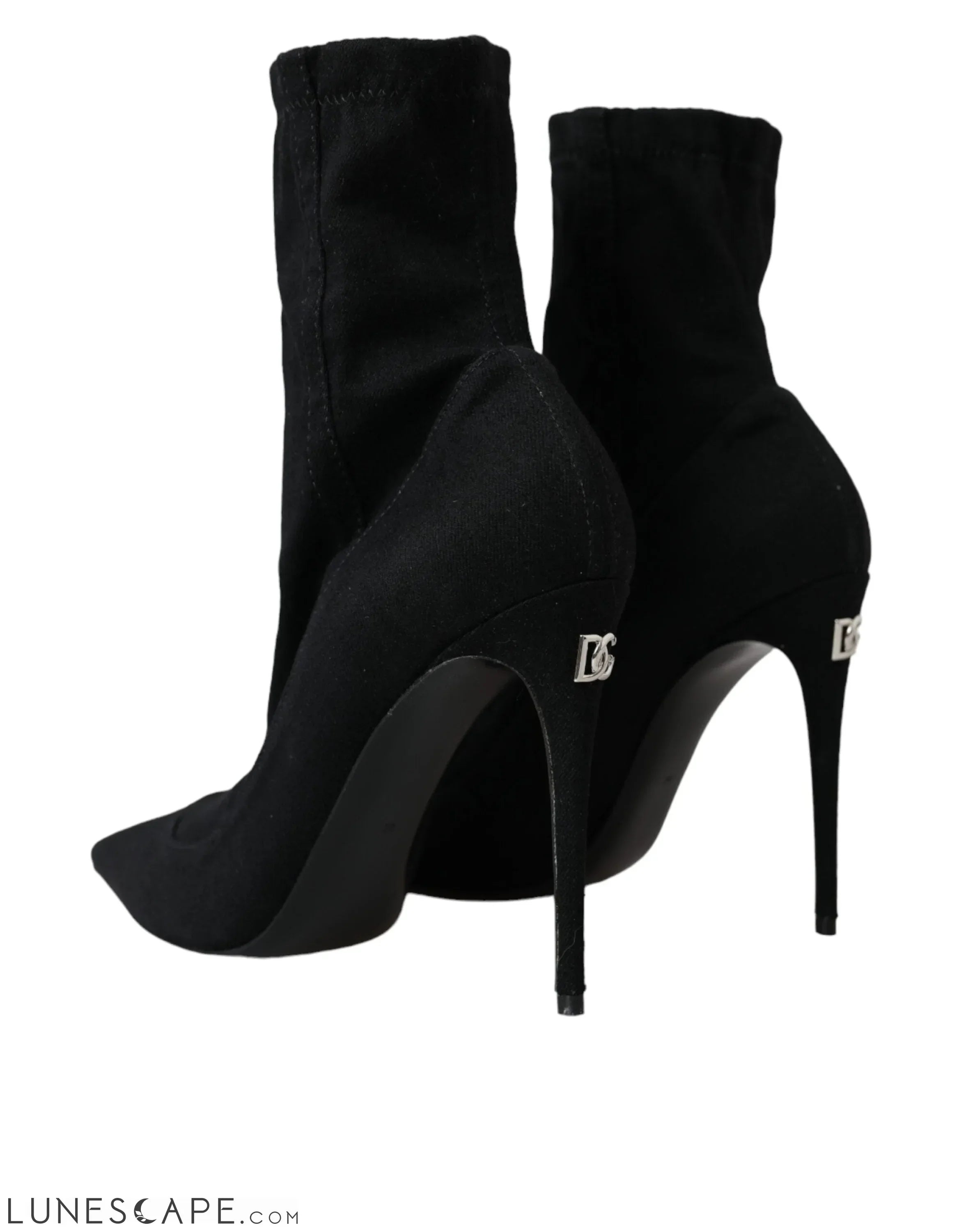 Dolce & Gabbana Black Stiletto Heels Denim Ankle Boots LUNESCAPE