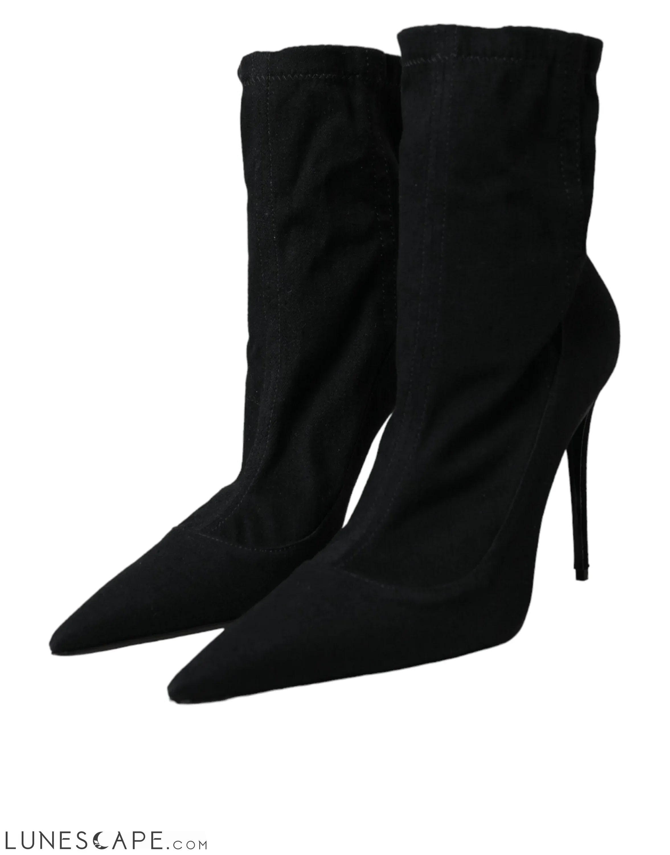 Dolce & Gabbana Black Stiletto Heels Denim Ankle Boots LUNESCAPE