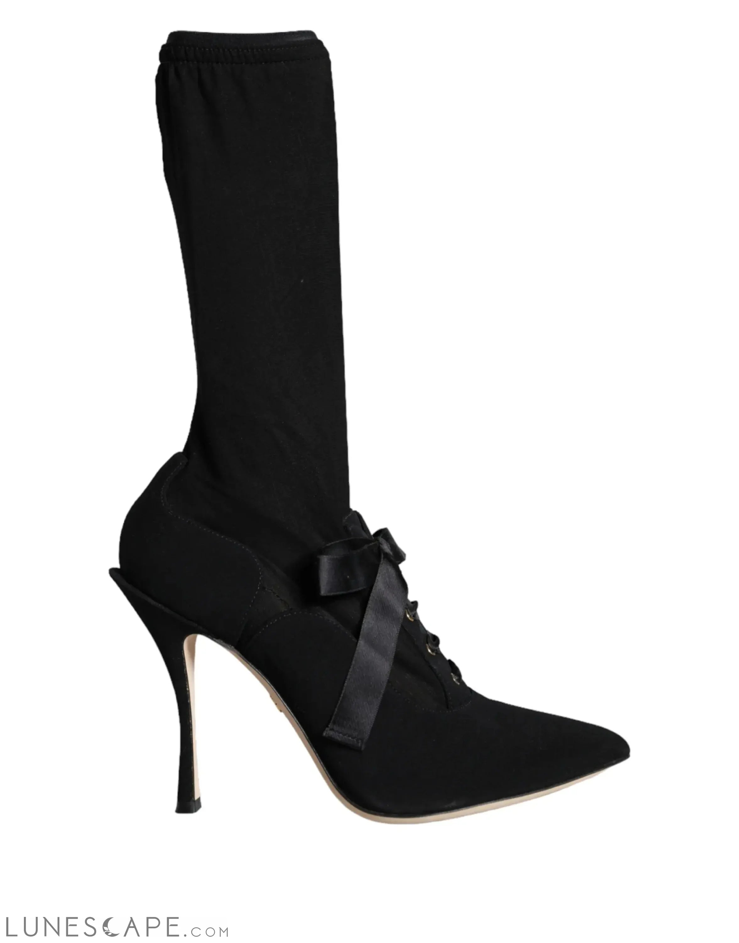 Dolce & Gabbana Black Stiletto Heels Mid Calf Boots LUNESCAPE