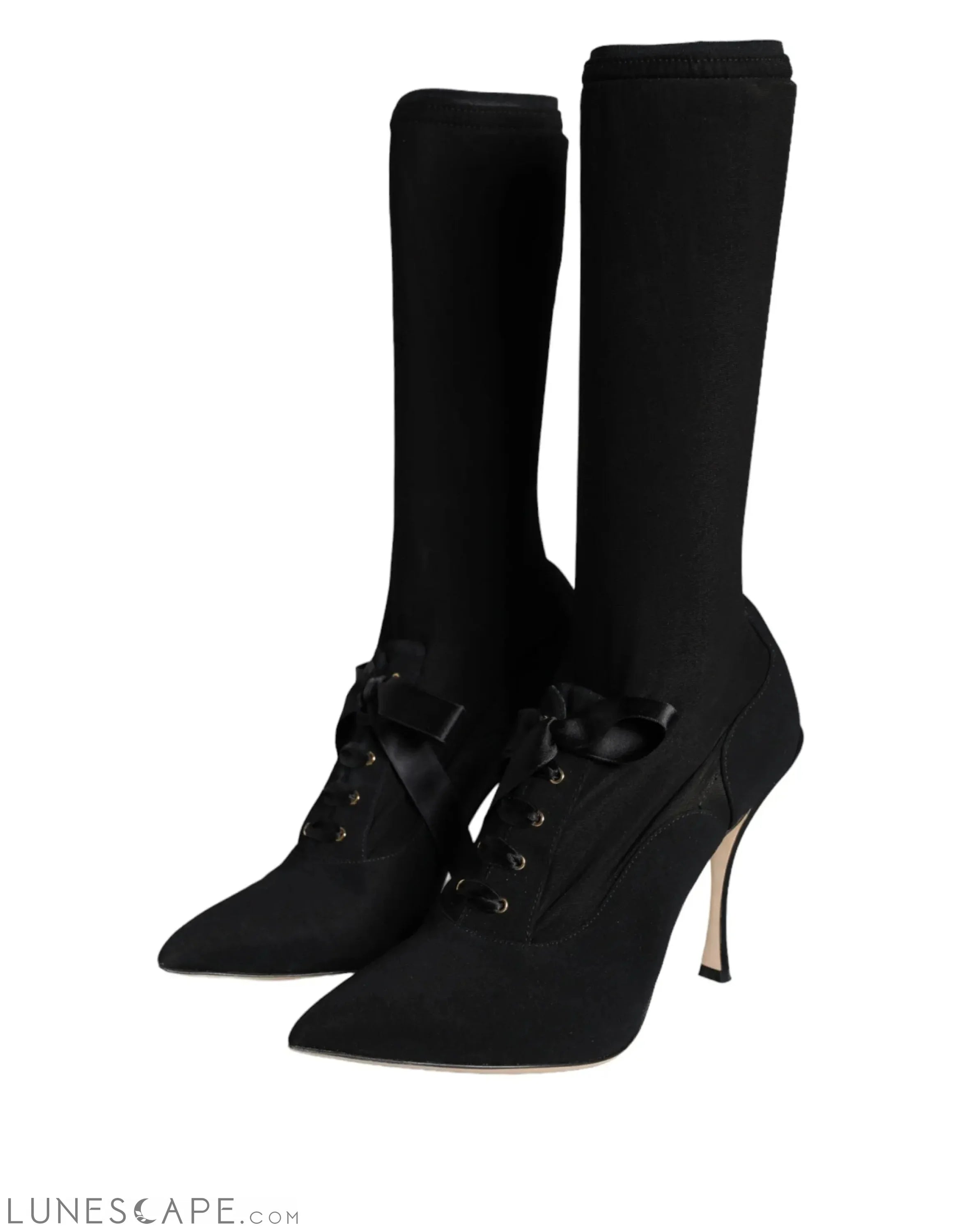 Dolce & Gabbana Black Stiletto Heels Mid Calf Boots LUNESCAPE