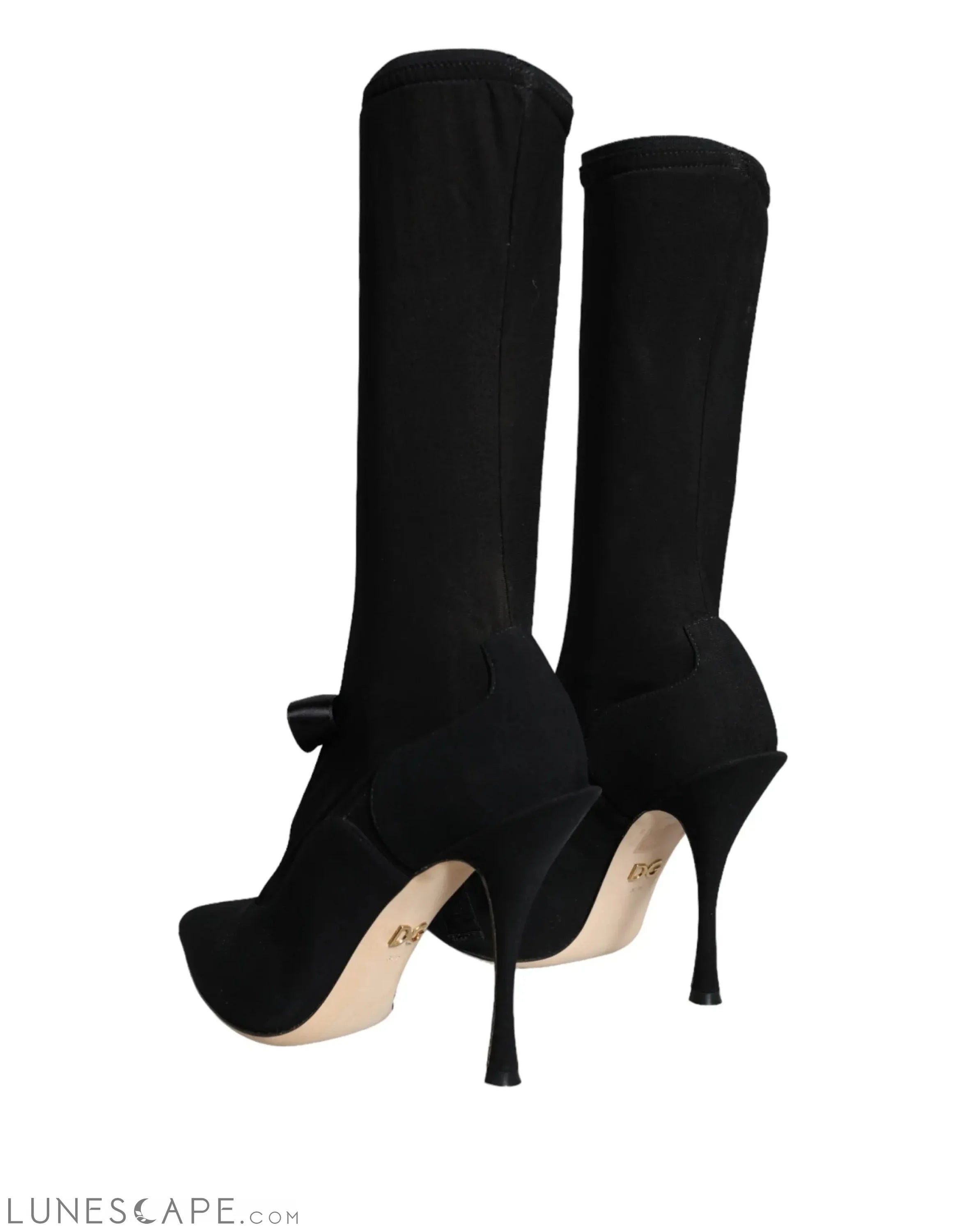 Dolce & Gabbana Black Stiletto Heels Mid Calf Boots LUNESCAPE