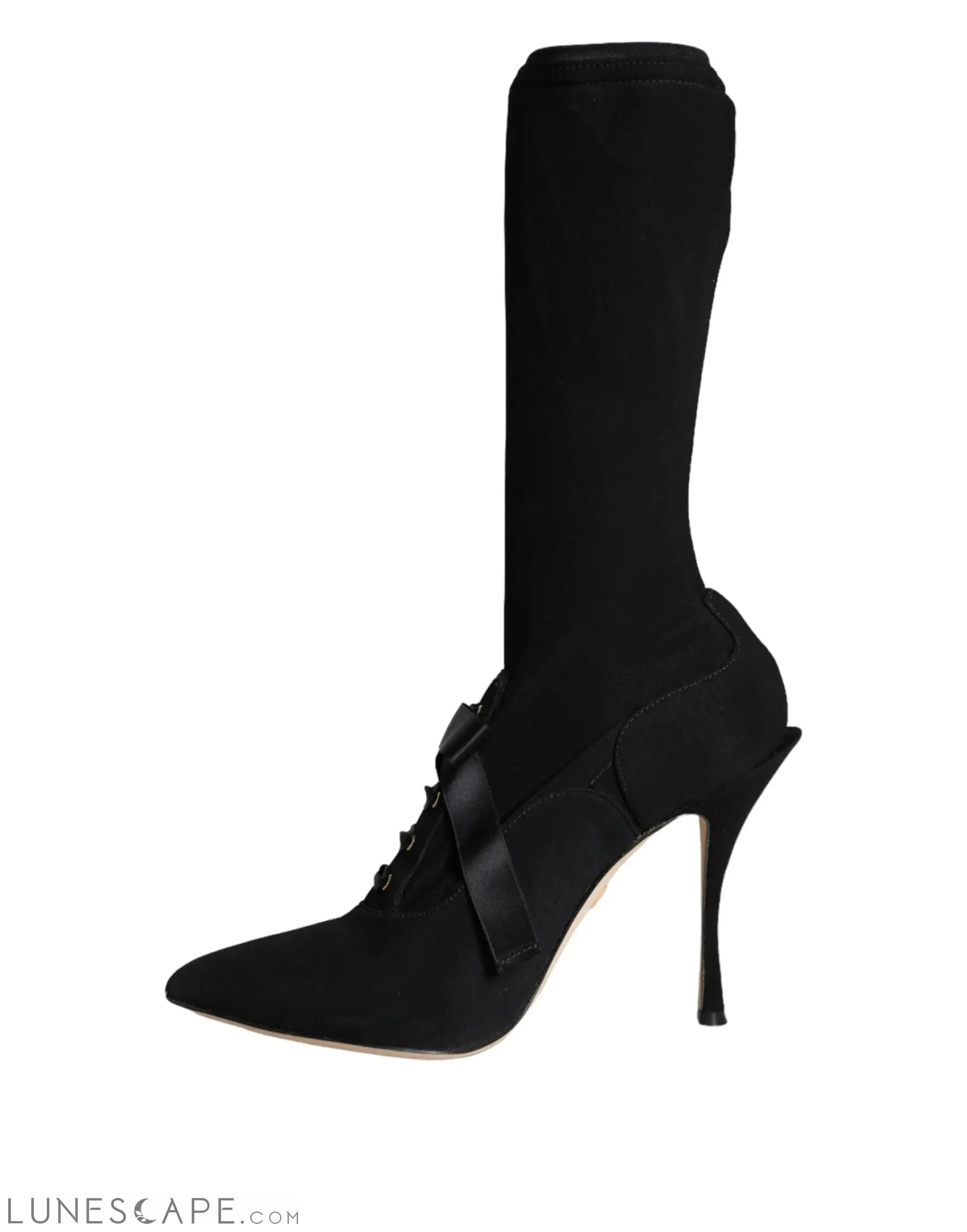 Dolce & Gabbana Black Stiletto Heels Mid Calf Boots LUNESCAPE