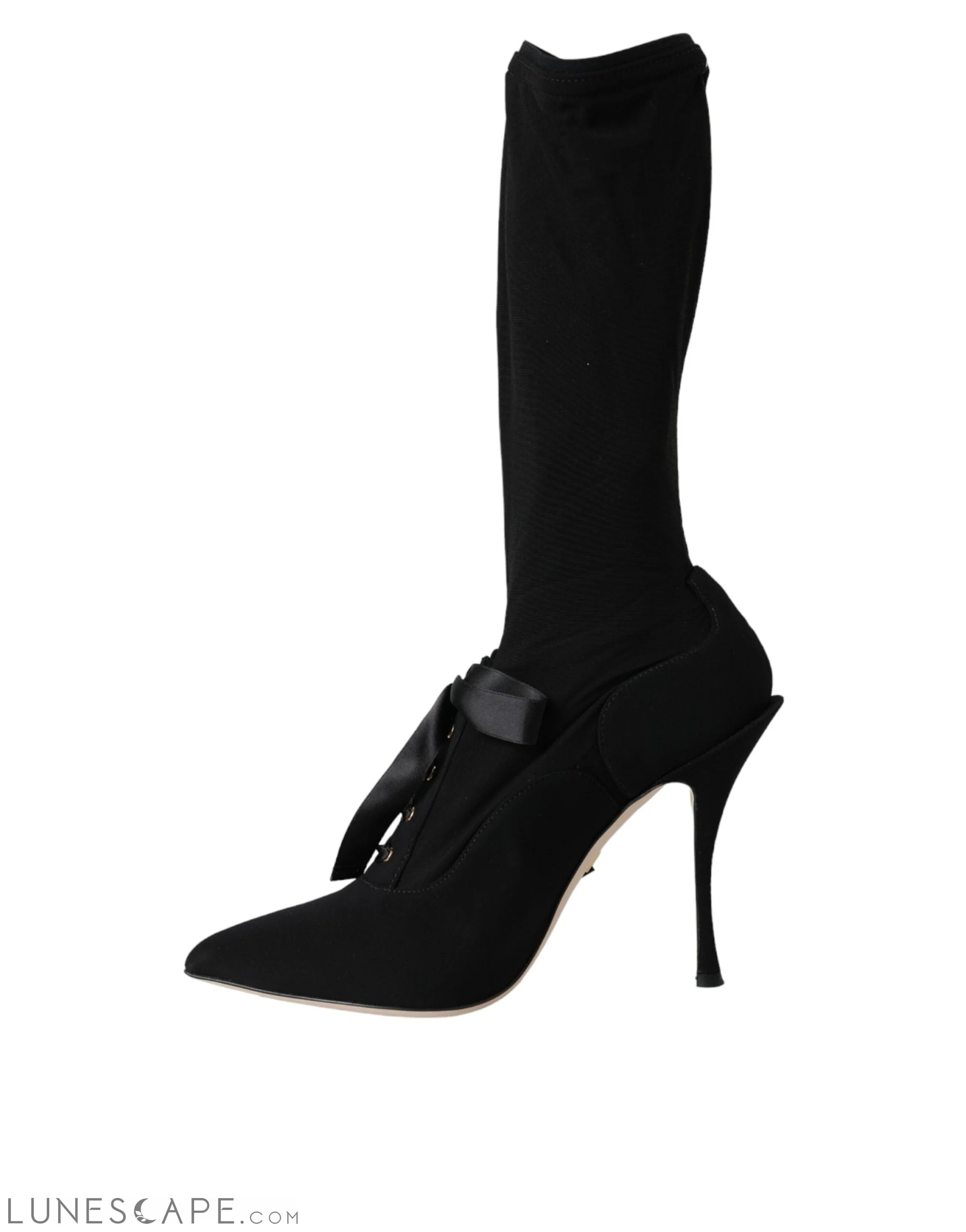 Dolce & Gabbana Black Stiletto Heels Mid Calf Boots LUNESCAPE