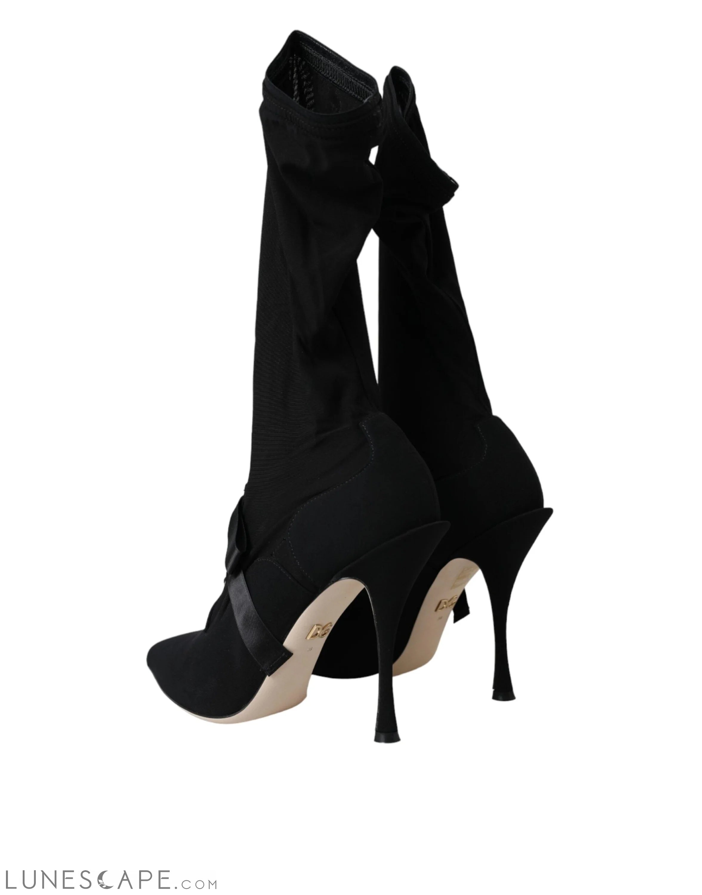 Dolce & Gabbana Black Stiletto Heels Mid Calf Boots LUNESCAPE