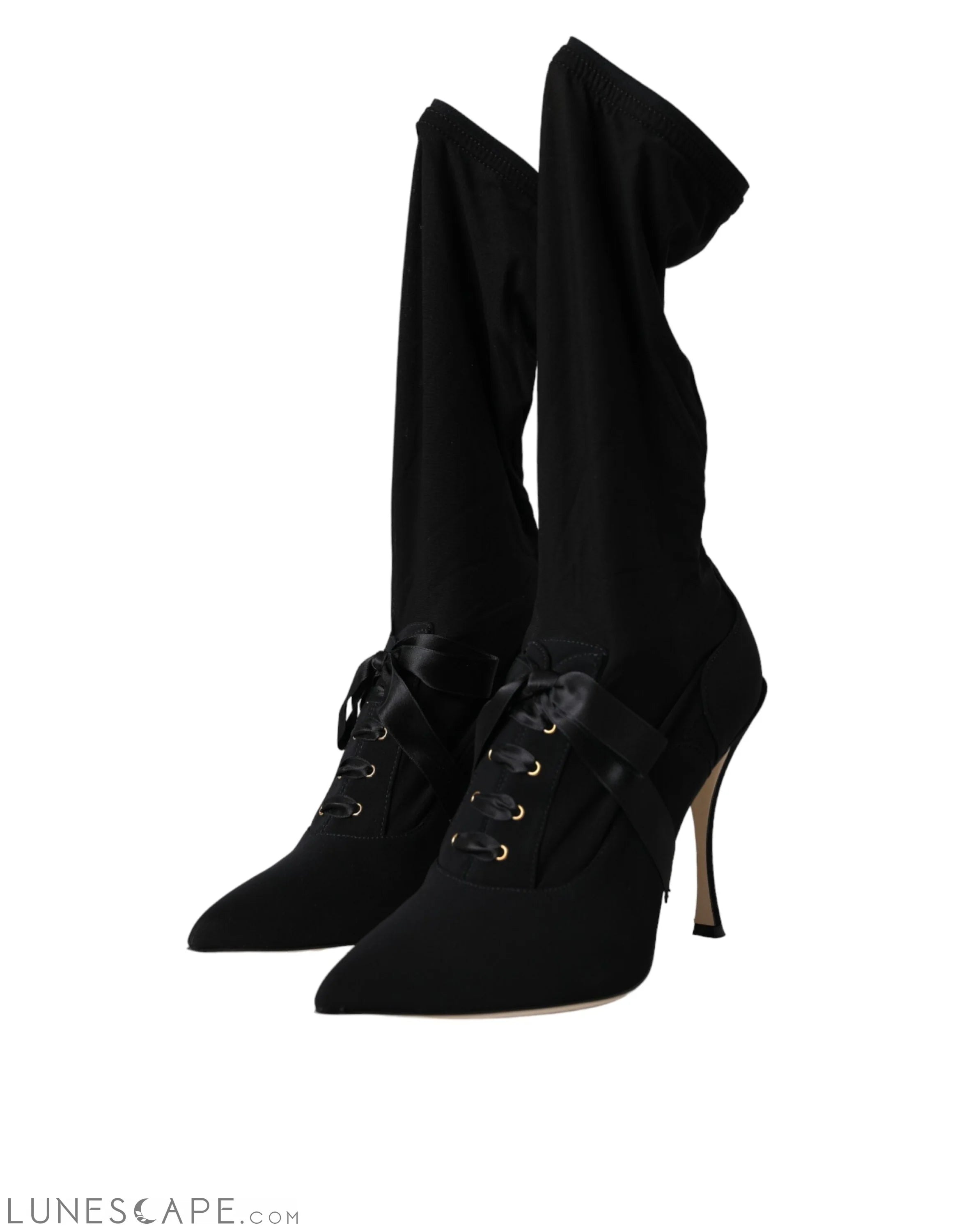 Dolce & Gabbana Black Stiletto Heels Mid Calf Boots LUNESCAPE