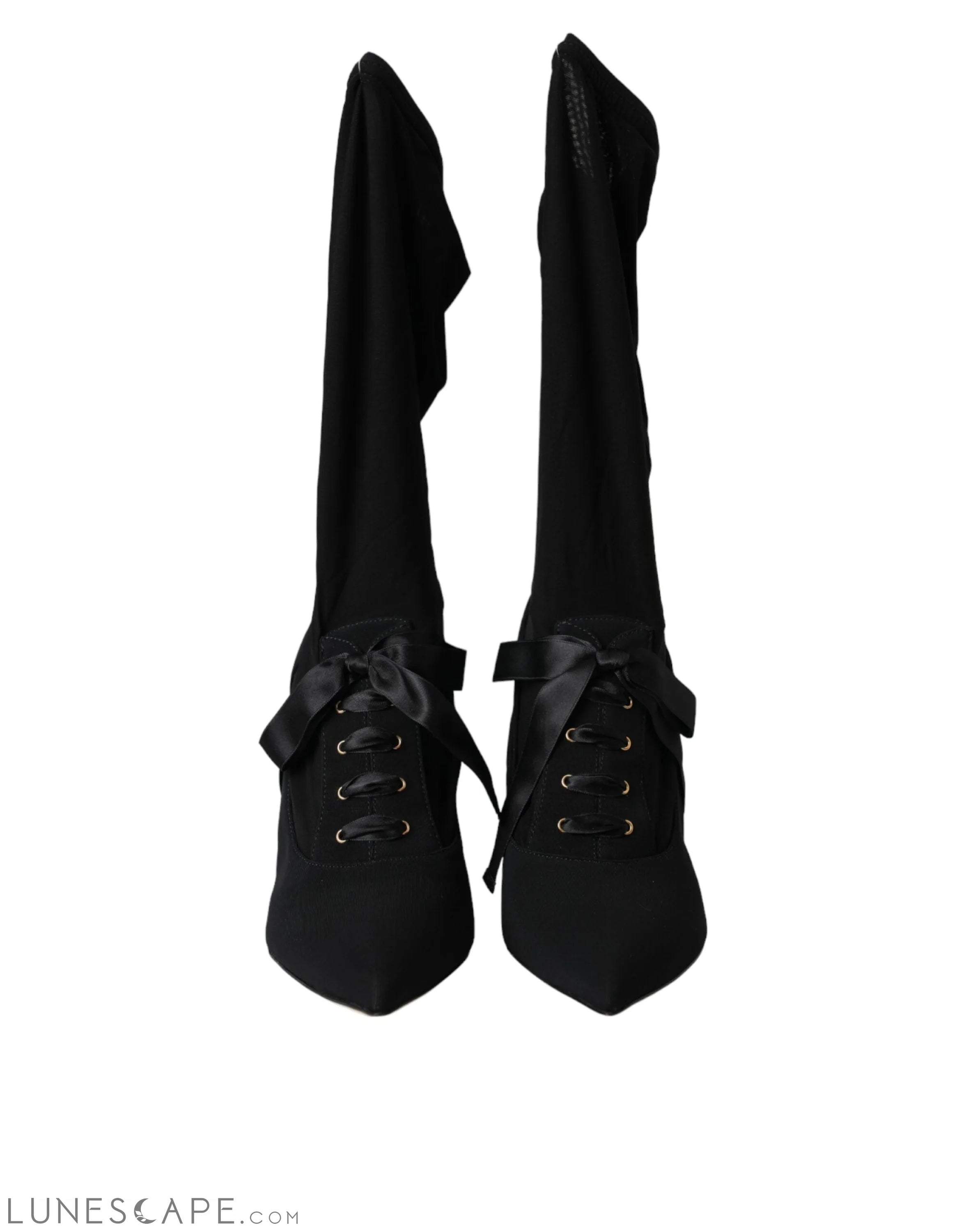 Dolce & Gabbana Black Stiletto Heels Mid Calf Boots LUNESCAPE