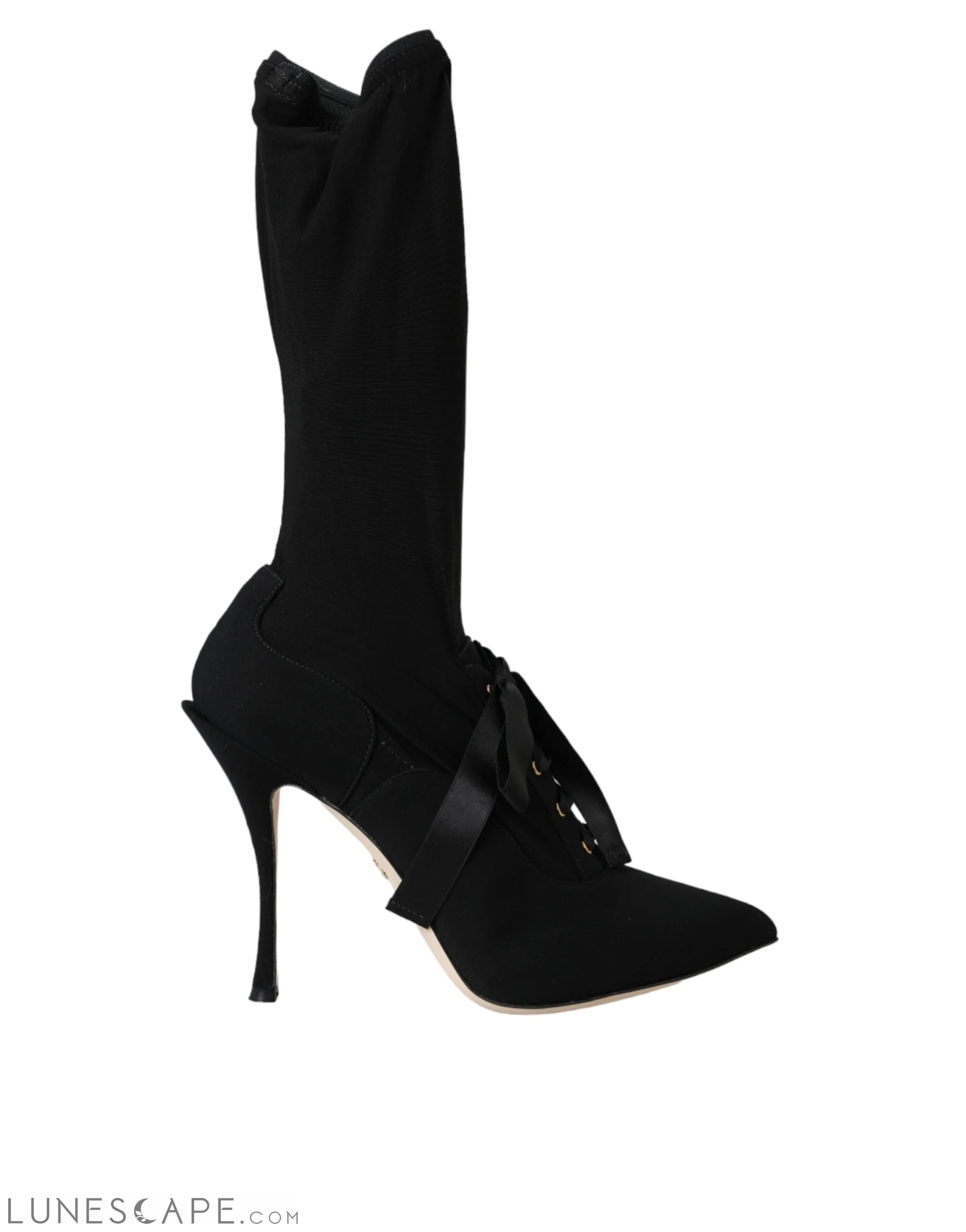 Dolce & Gabbana Black Stiletto Heels Mid Calf Boots Shoes LUNESCAPE
