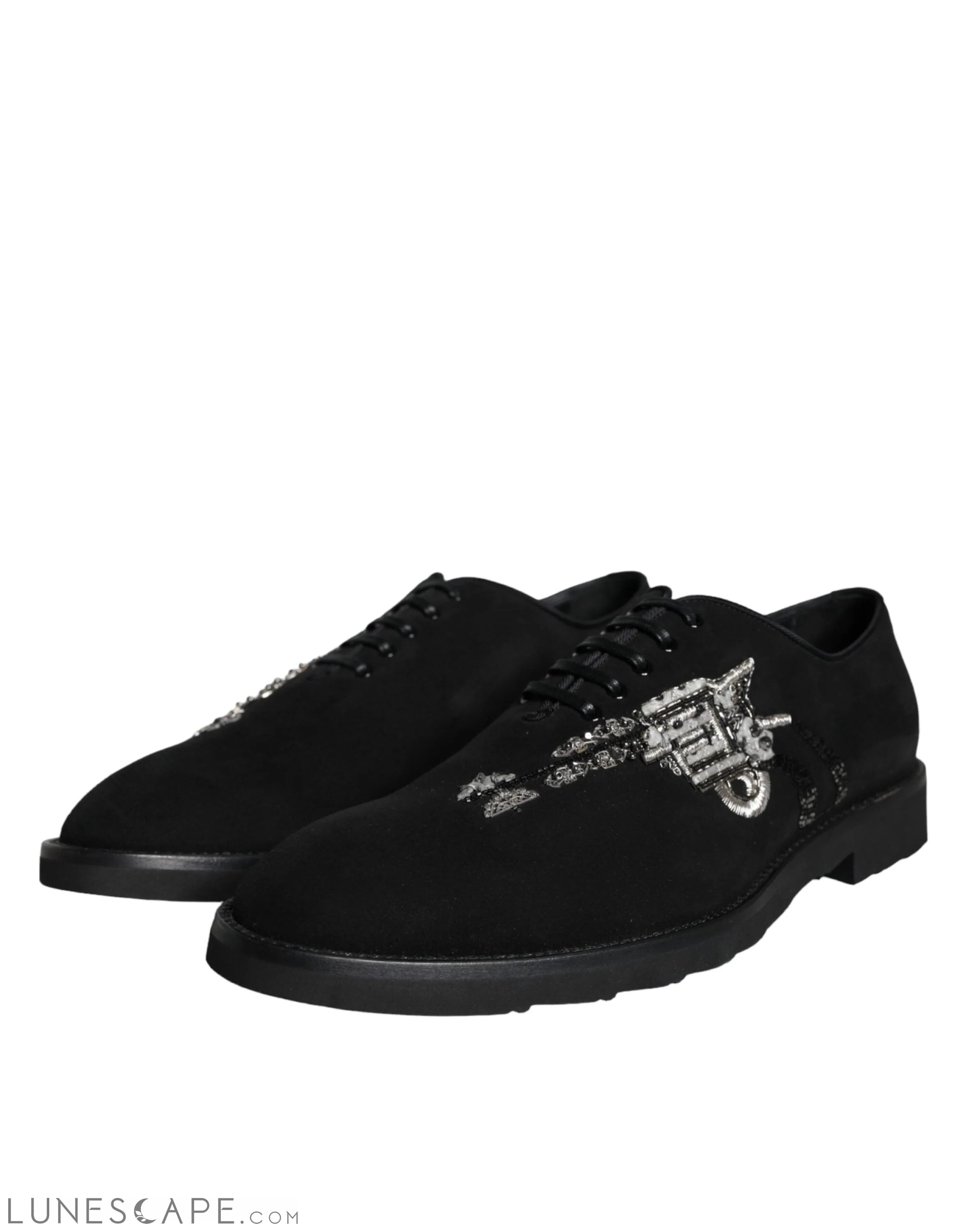 Dolce & Gabbana Black Suede Sicilia Lace Up Formal Shoes LUNESCAPE