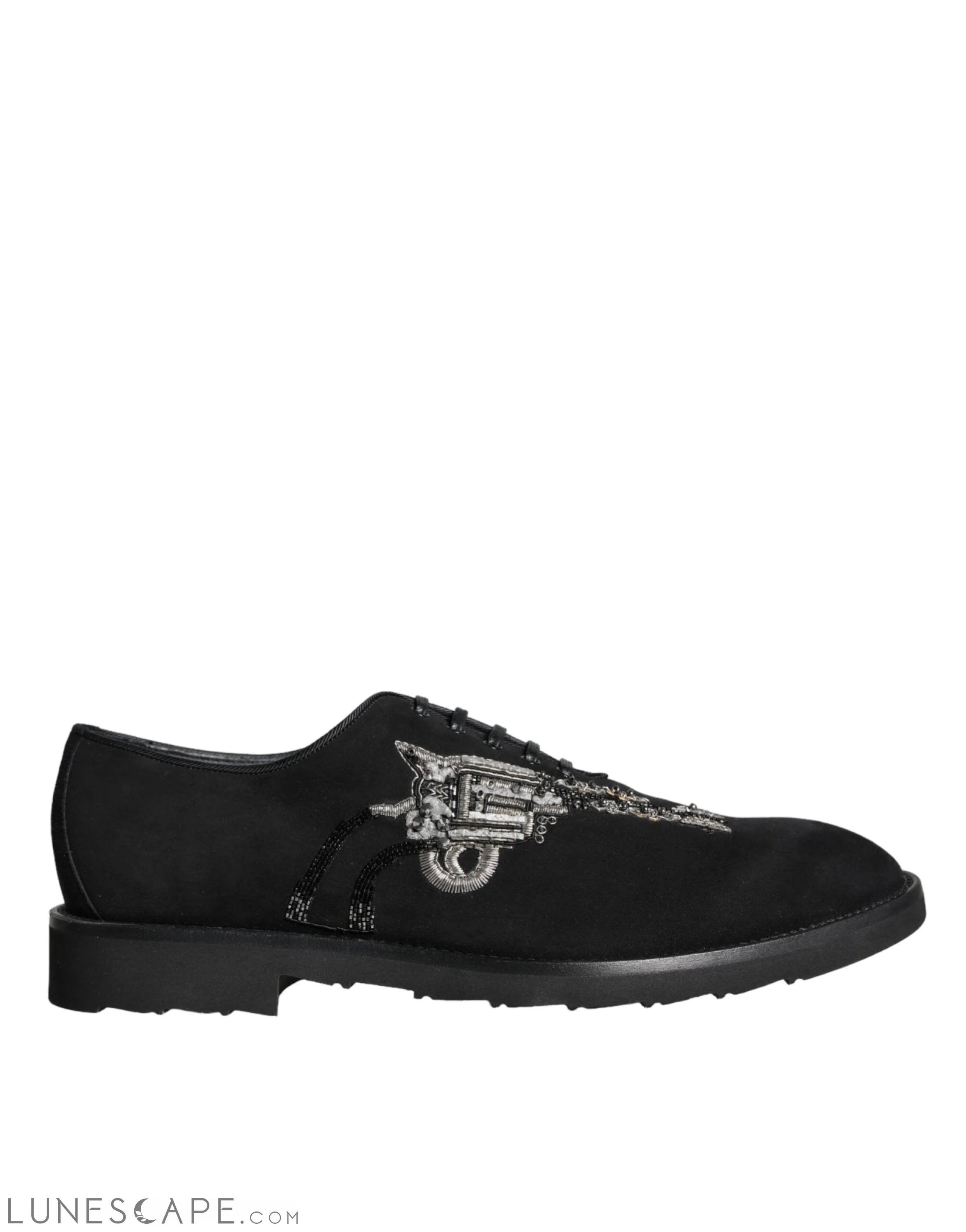 Dolce & Gabbana Black Suede Sicilia Lace Up Formal Shoes LUNESCAPE