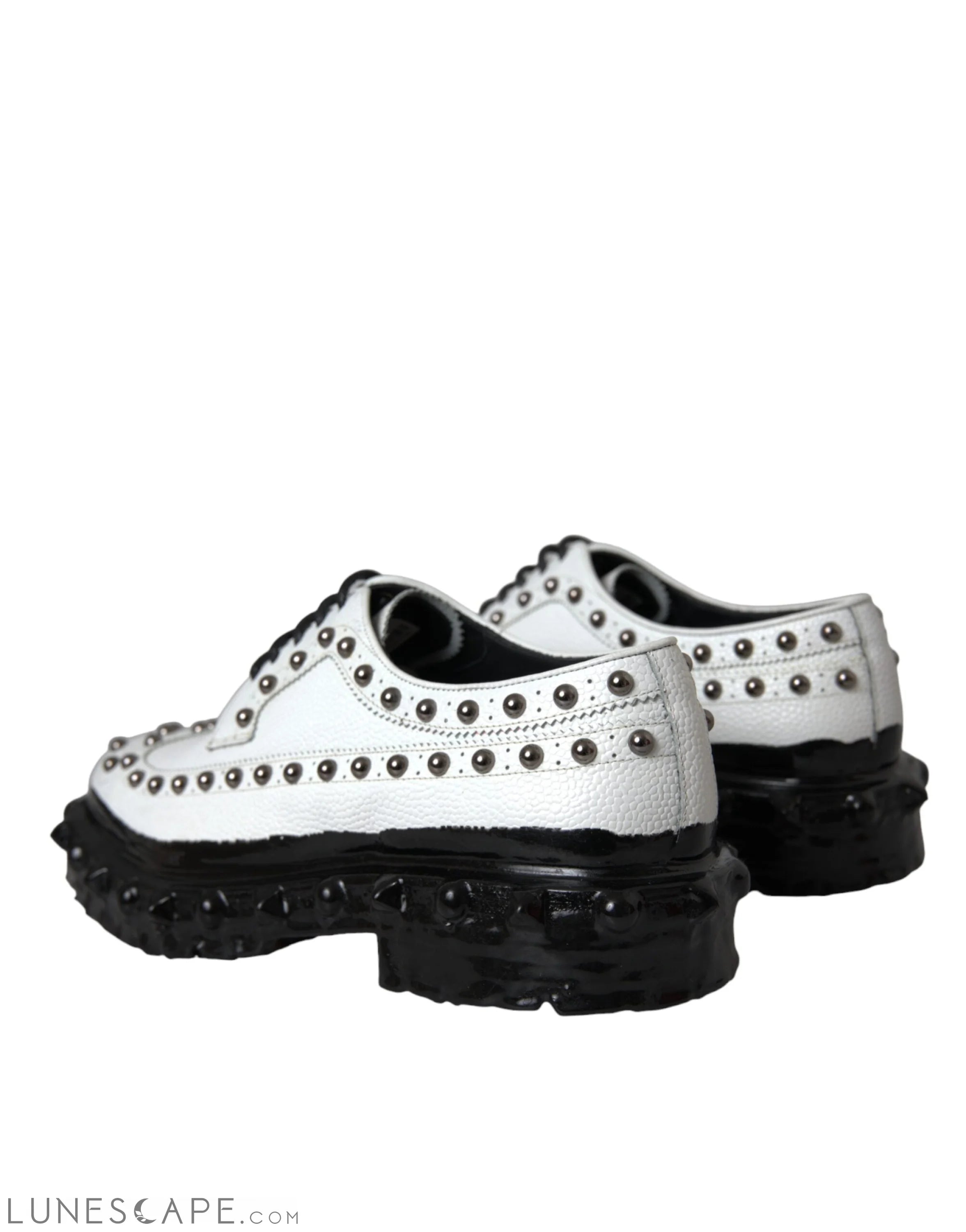 Dolce & Gabbana Black White Embellished Derby Formal Shoes LUNESCAPE