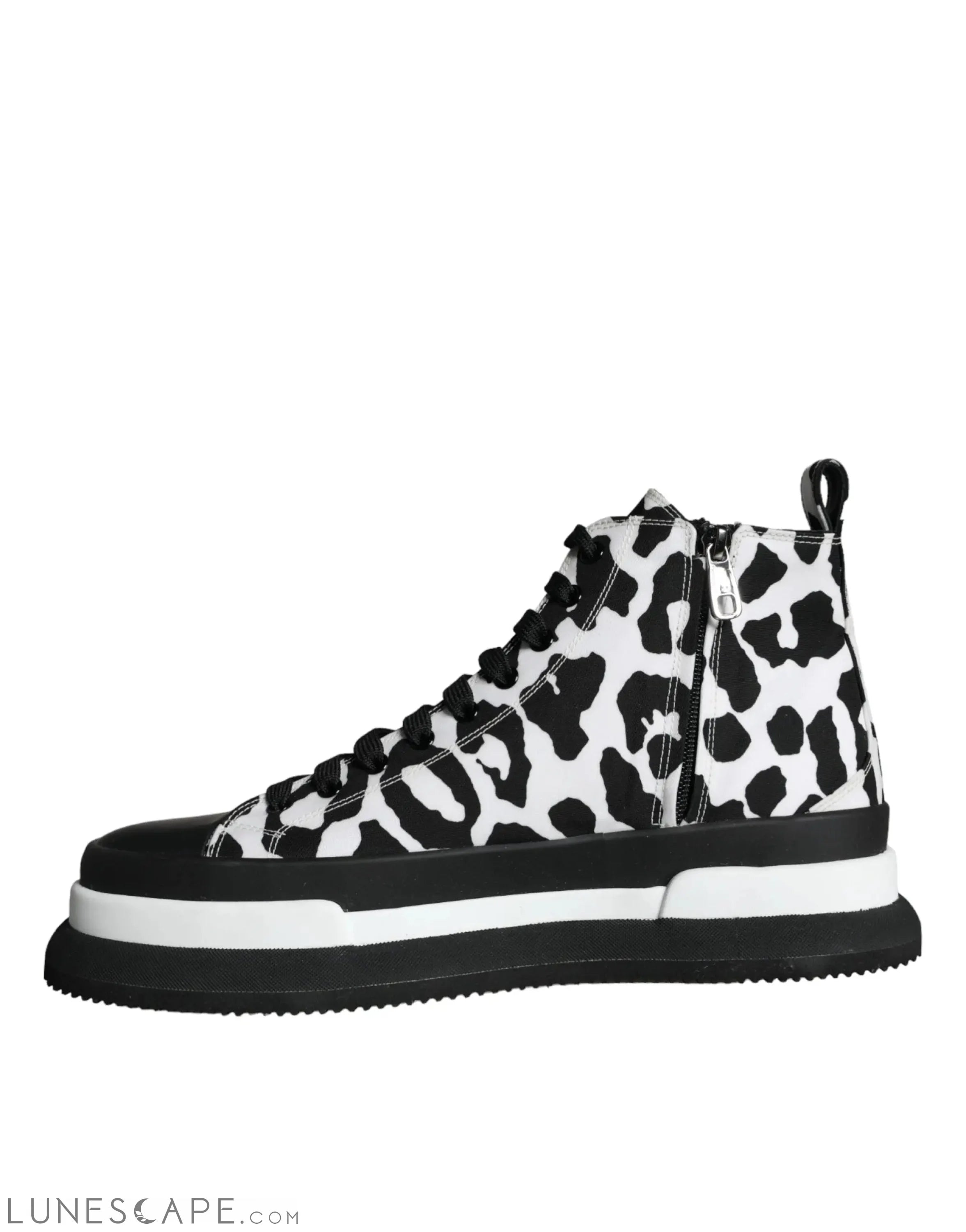 Dolce & Gabbana Black White Leopard High Top Sneaker Shoes LUNESCAPE