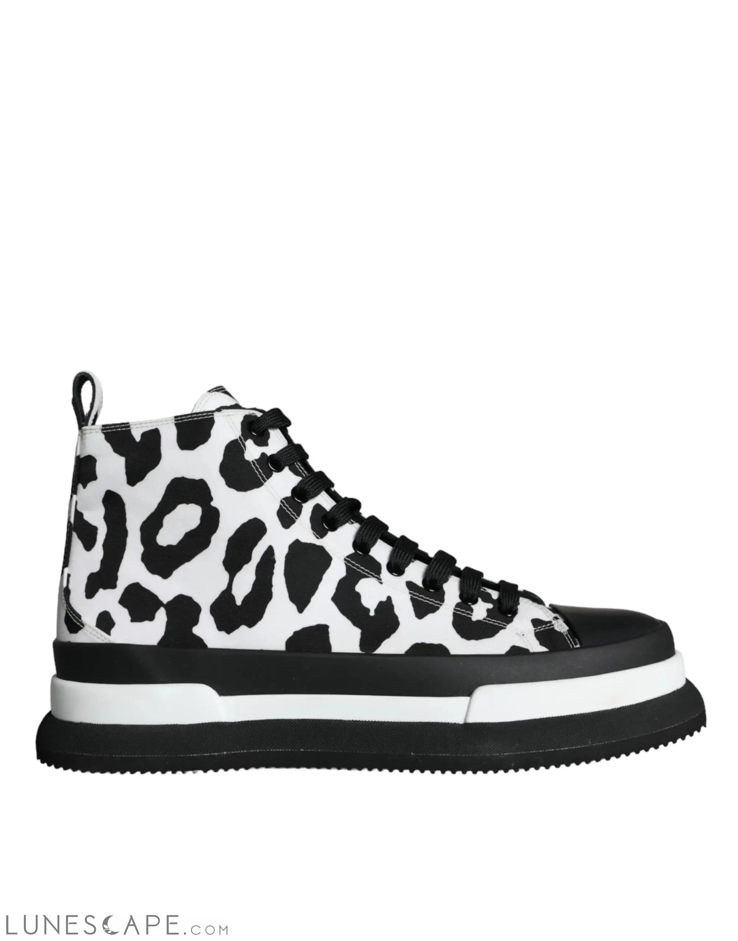 Dolce & Gabbana Black White Leopard High Top Sneaker Shoes LUNESCAPE