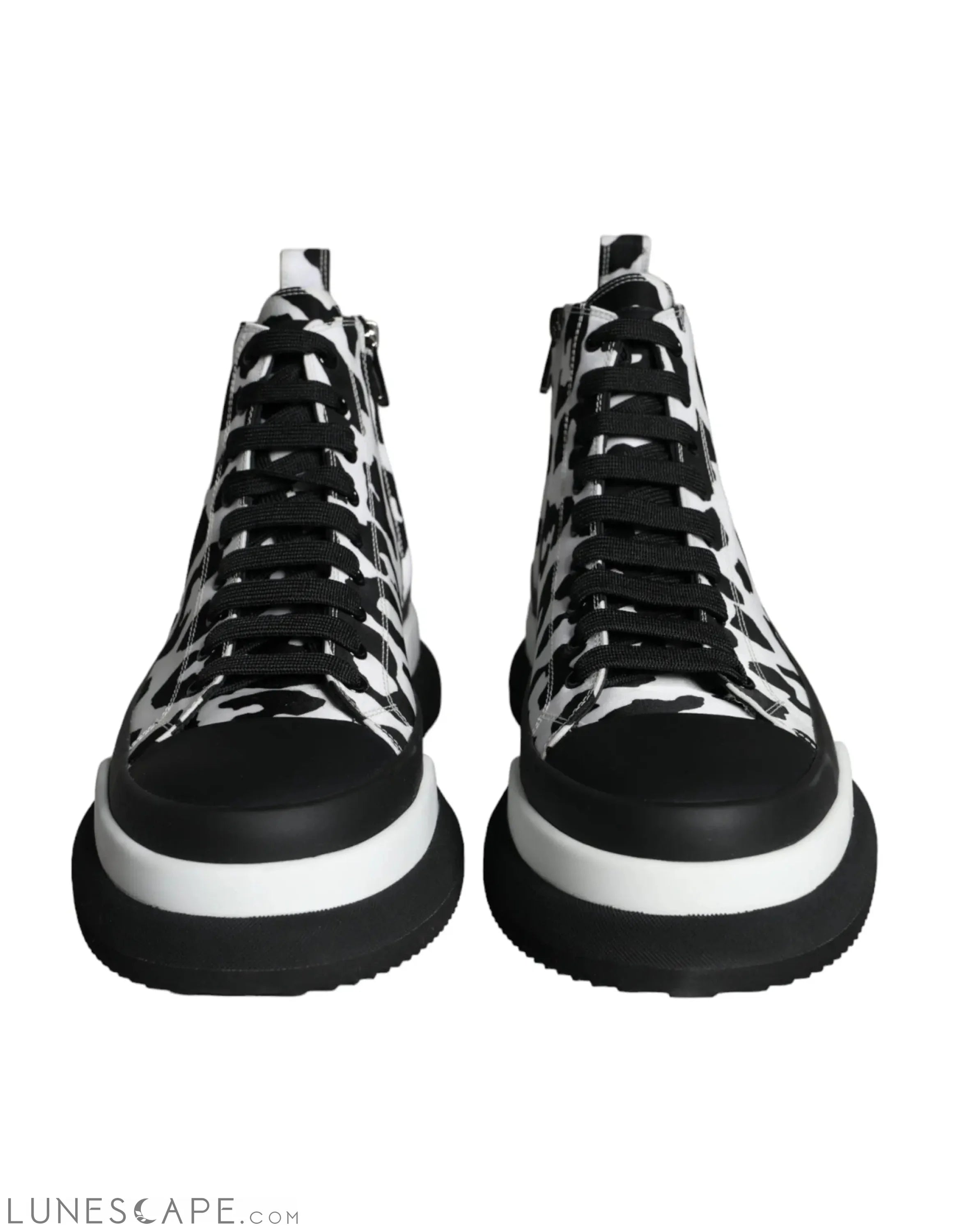 Dolce & Gabbana Black White Leopard High Top Sneaker Shoes LUNESCAPE