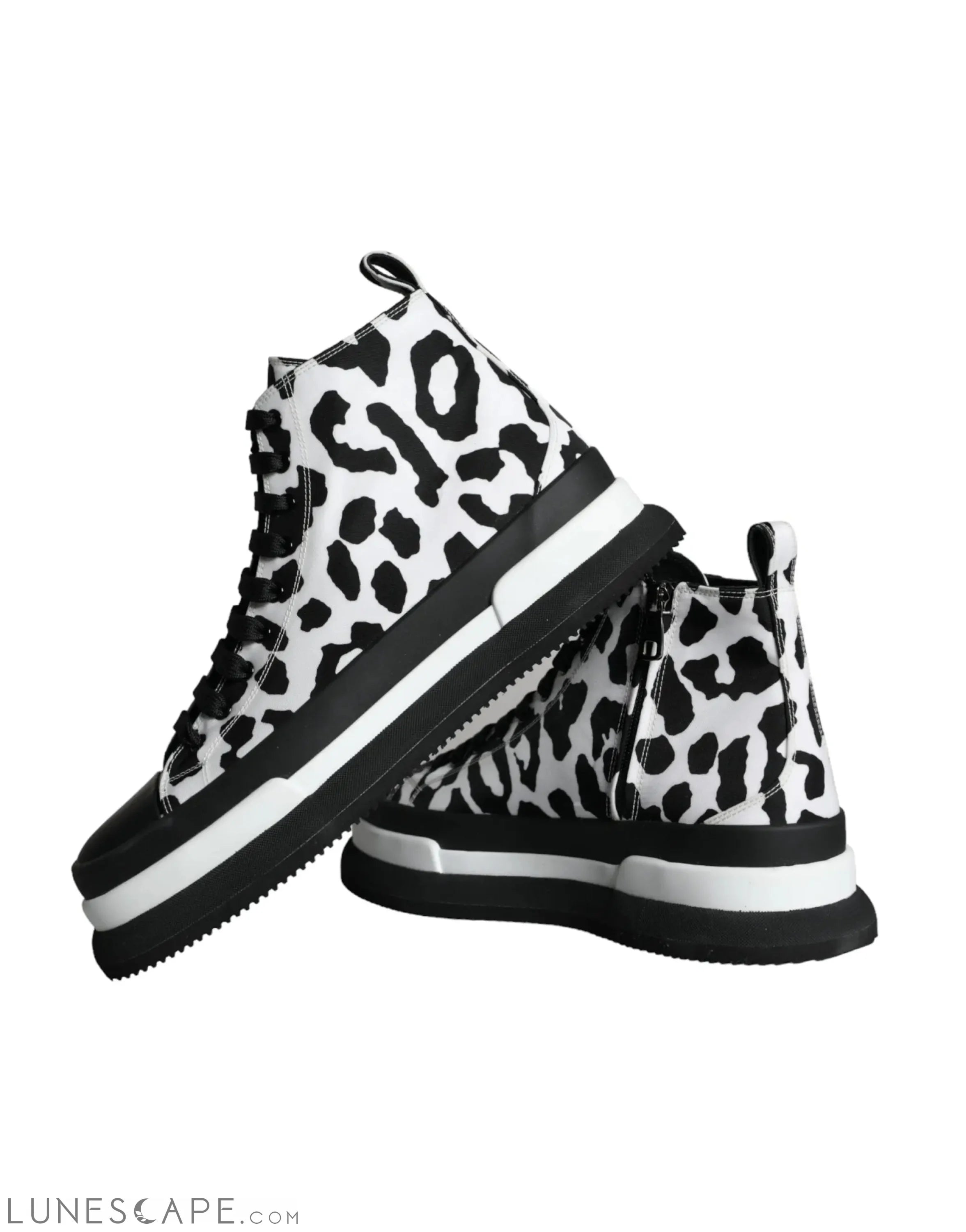 Dolce & Gabbana Black White Leopard High Top Sneaker Shoes LUNESCAPE