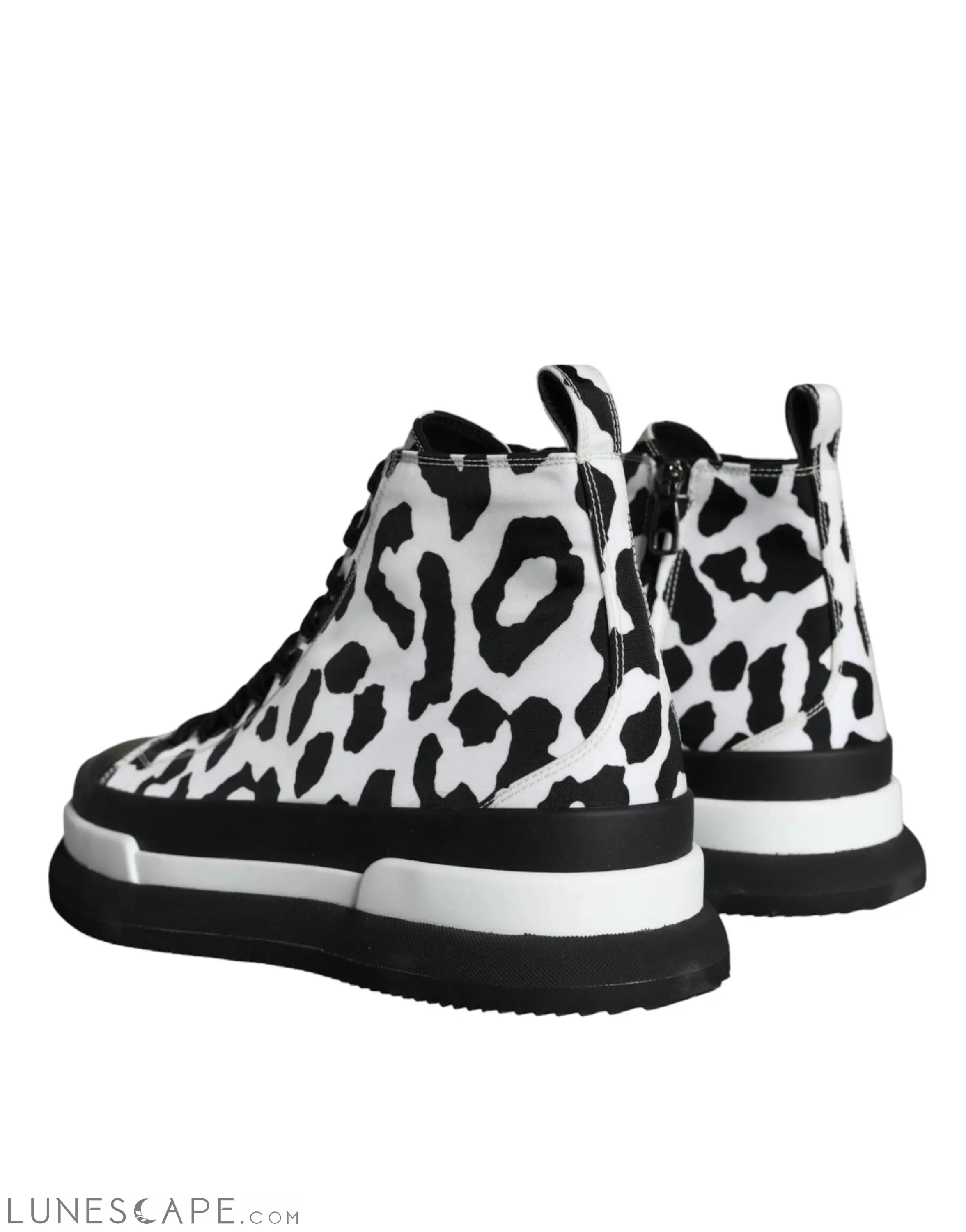 Dolce & Gabbana Black White Leopard High Top Sneaker Shoes LUNESCAPE