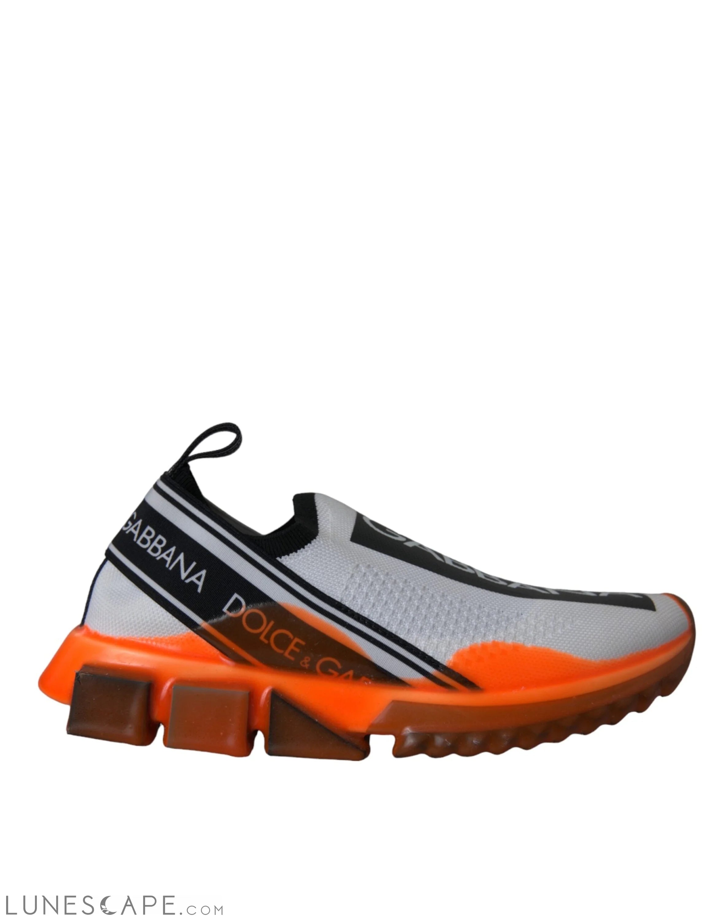 Dolce & Gabbana Black White Orange Slip On Sorrento Sneakers Shoes LUNESCAPE