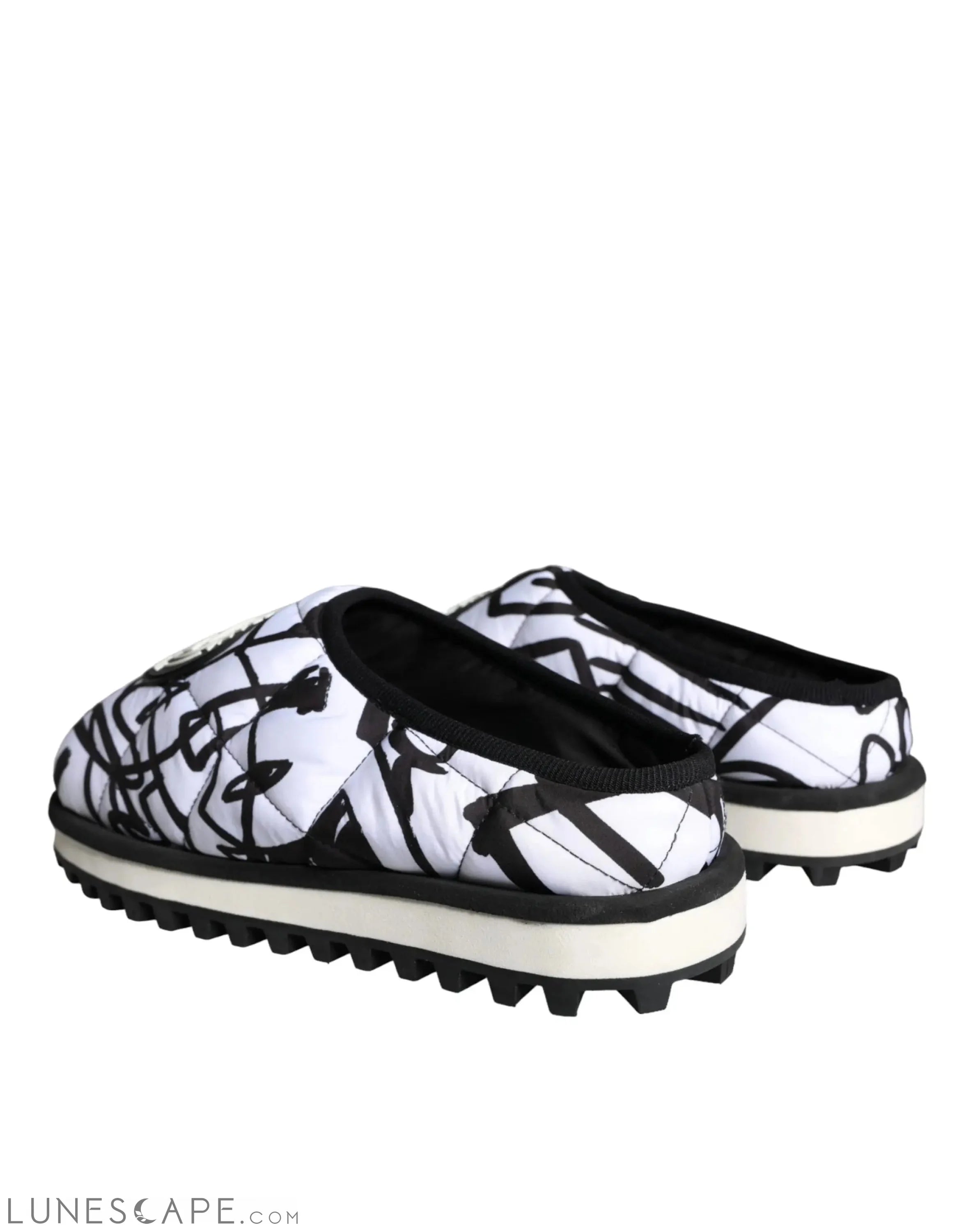 Dolce & Gabbana Black White Quilted Logo Sandals Slides Shoes LUNESCAPE