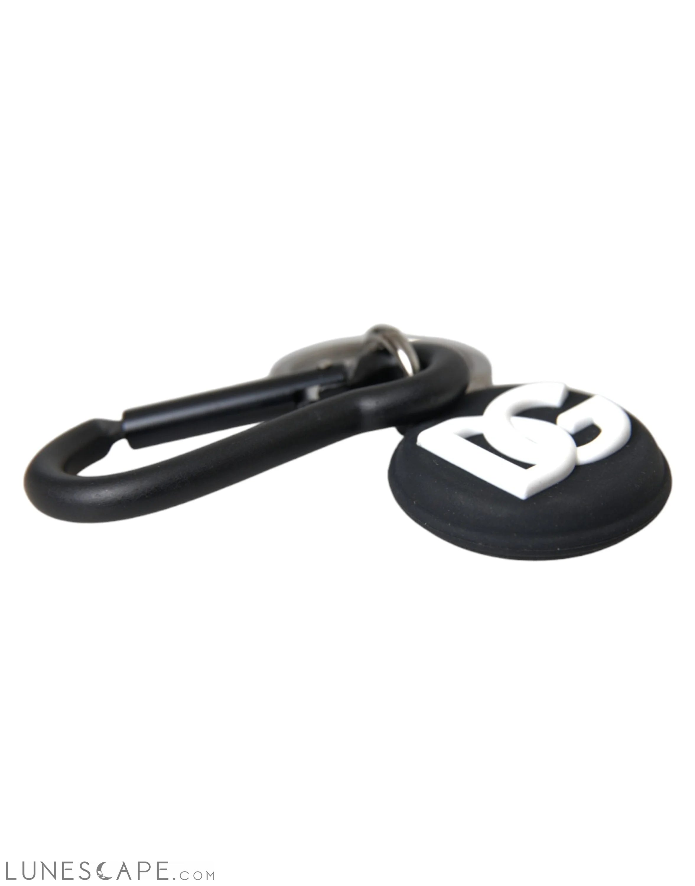 Dolce & Gabbana Black White Rubber DG Logo Round Metal Keychain LUNESCAPE