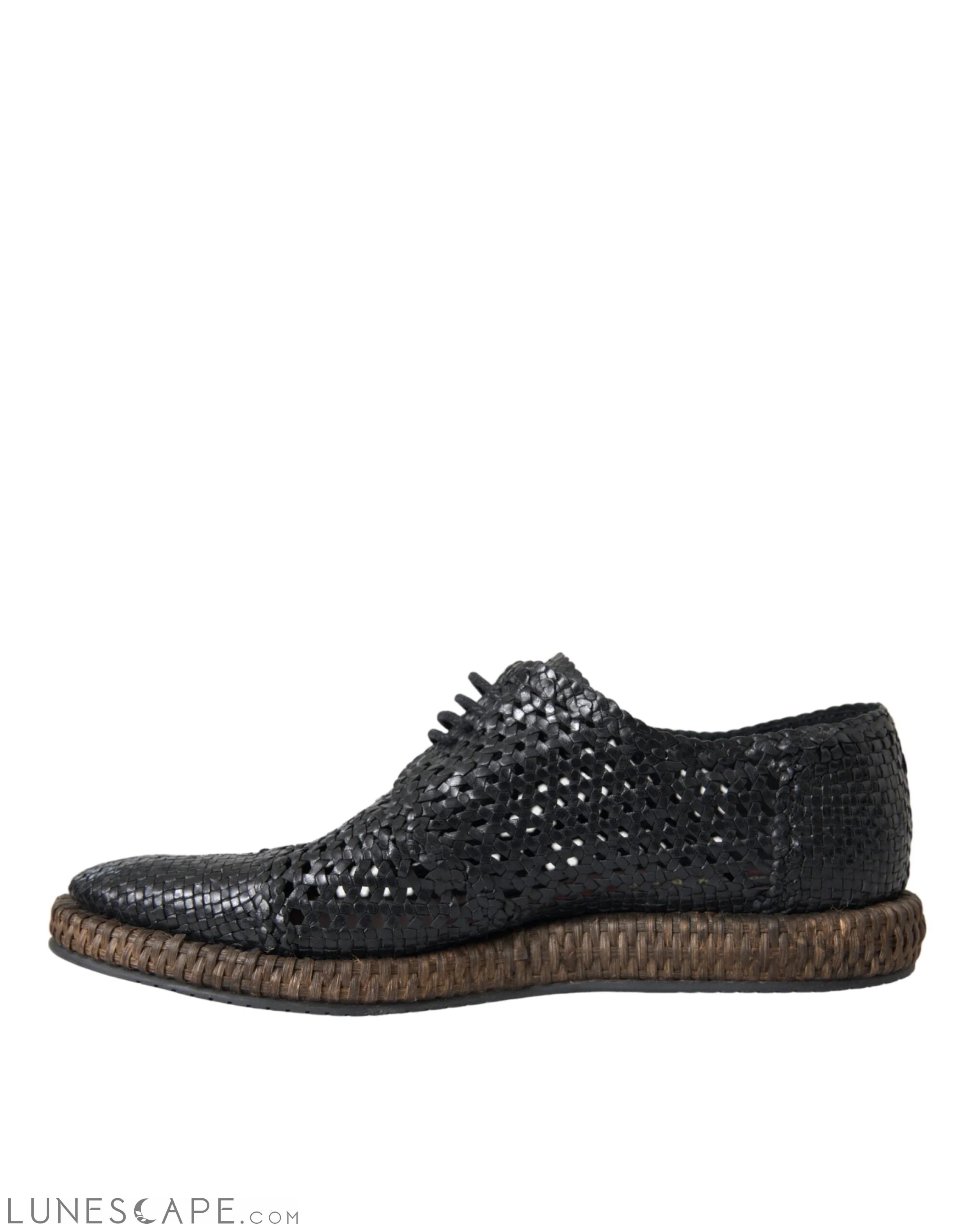 Dolce & Gabbana Black Woven Goat Leather Lace Up Derby Shoes LUNESCAPE