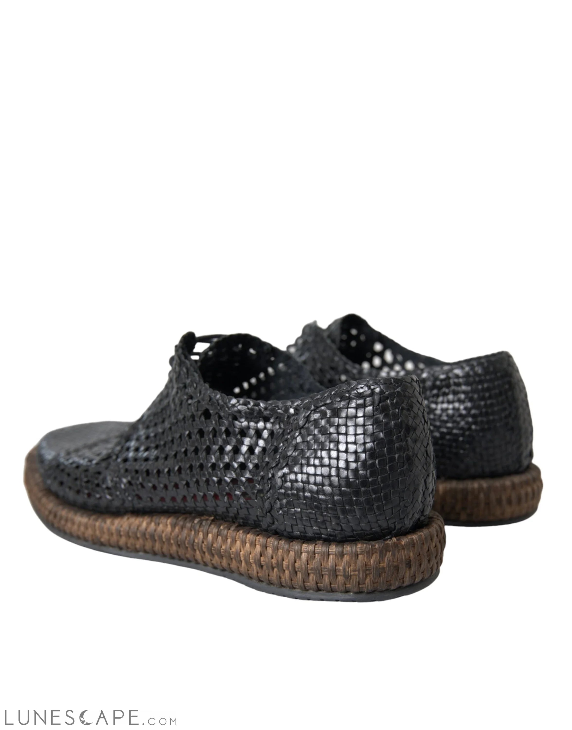 Dolce & Gabbana Black Woven Goat Leather Lace Up Derby Shoes LUNESCAPE