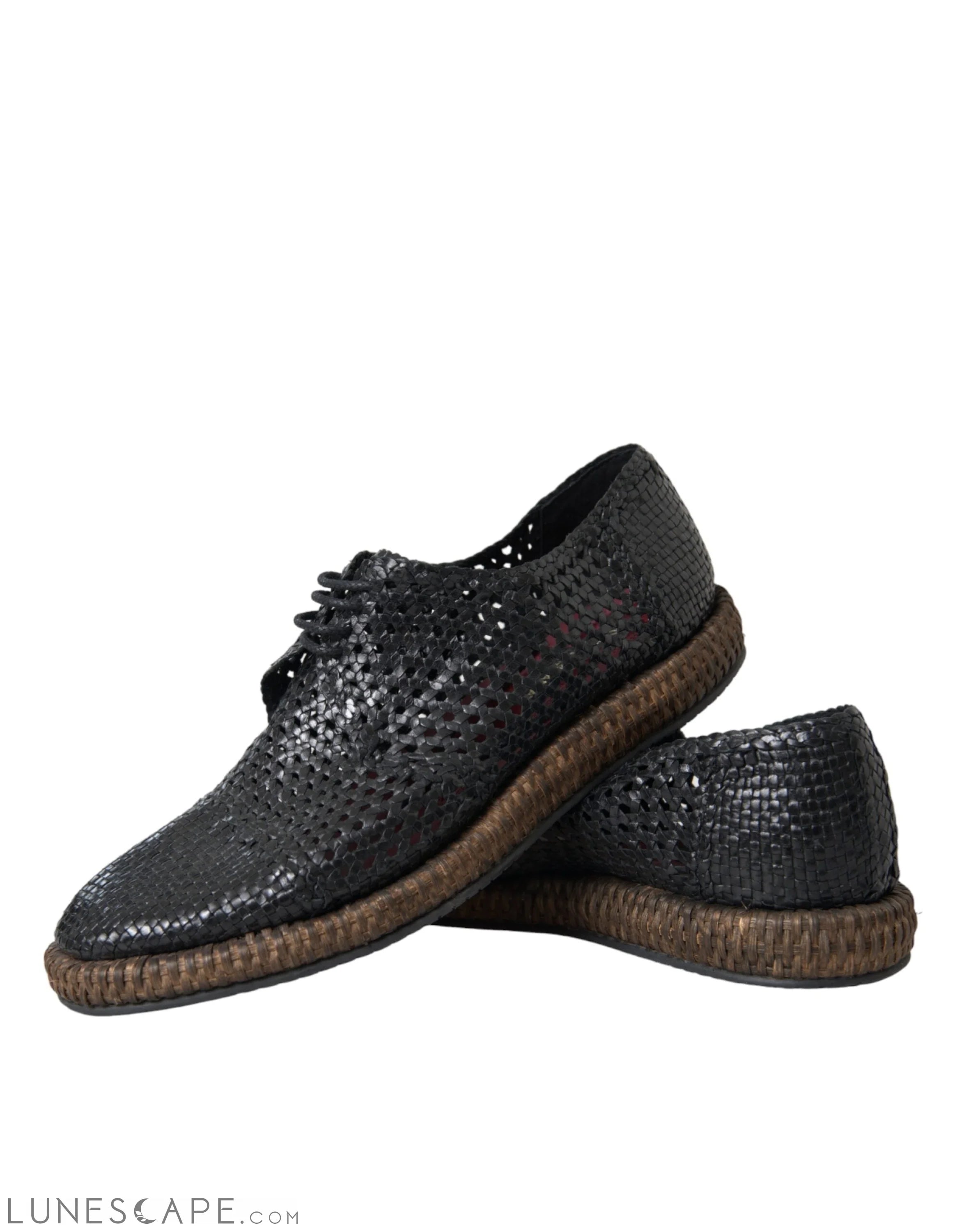 Dolce & Gabbana Black Woven Goat Leather Lace Up Derby Shoes LUNESCAPE