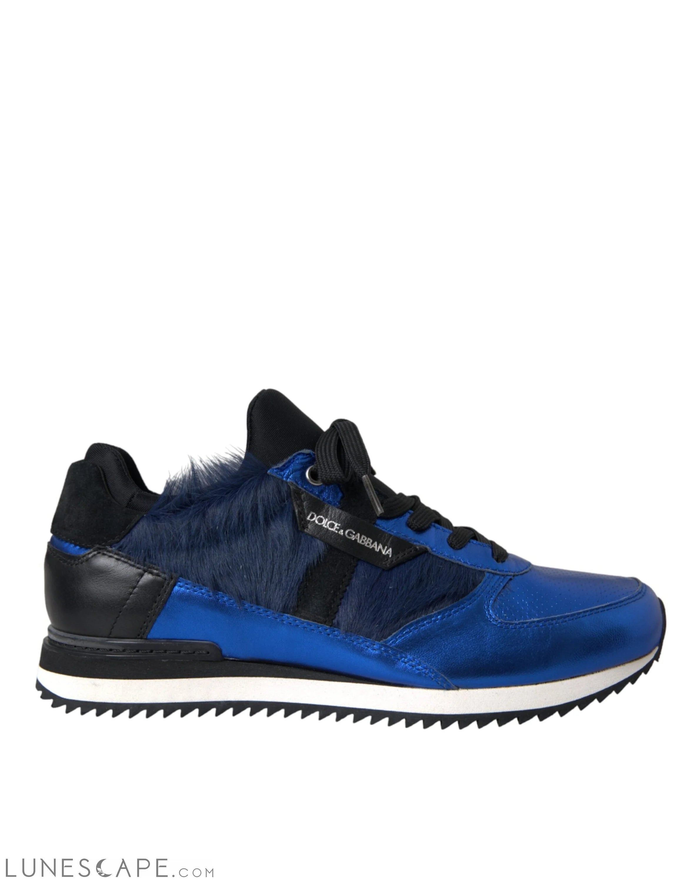 Dolce & Gabbana Blue Black Calf Hair Leather Sneakers Shoes LUNESCAPE